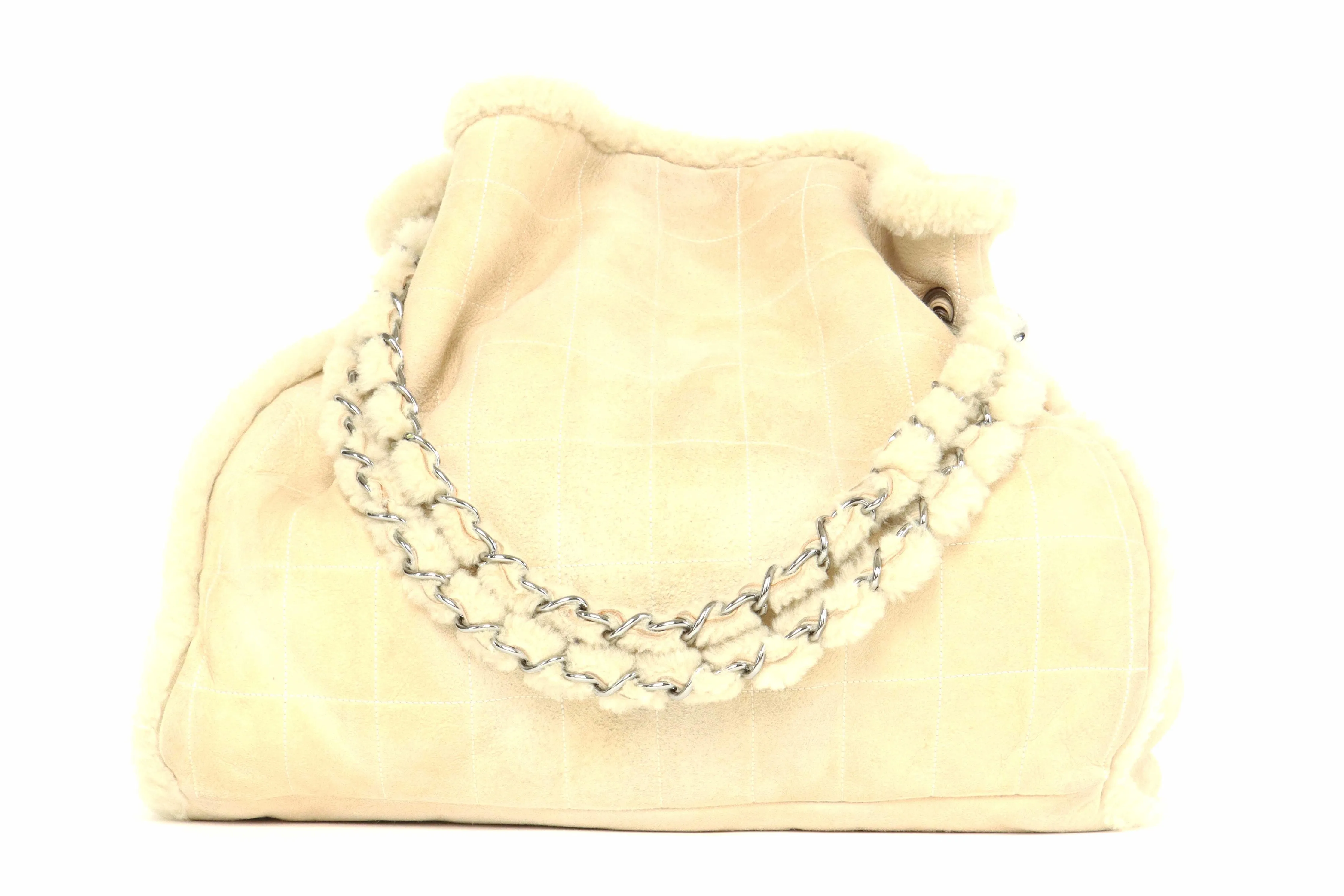 Chanel Quilted Shearling Hobo Bag