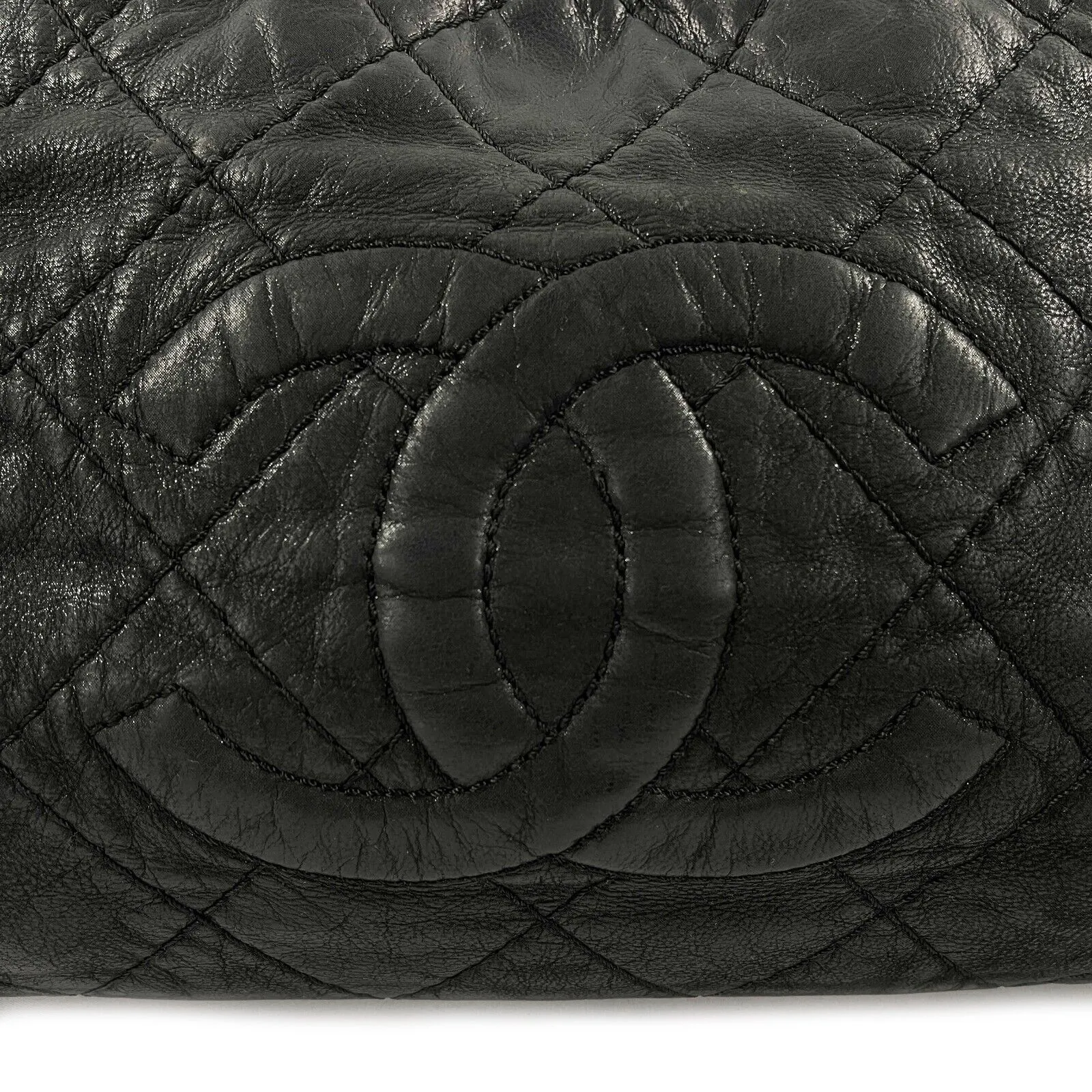 CHANEL - Sea Hit CC Iridescent Calfskin Medium Black Shoulder Bag