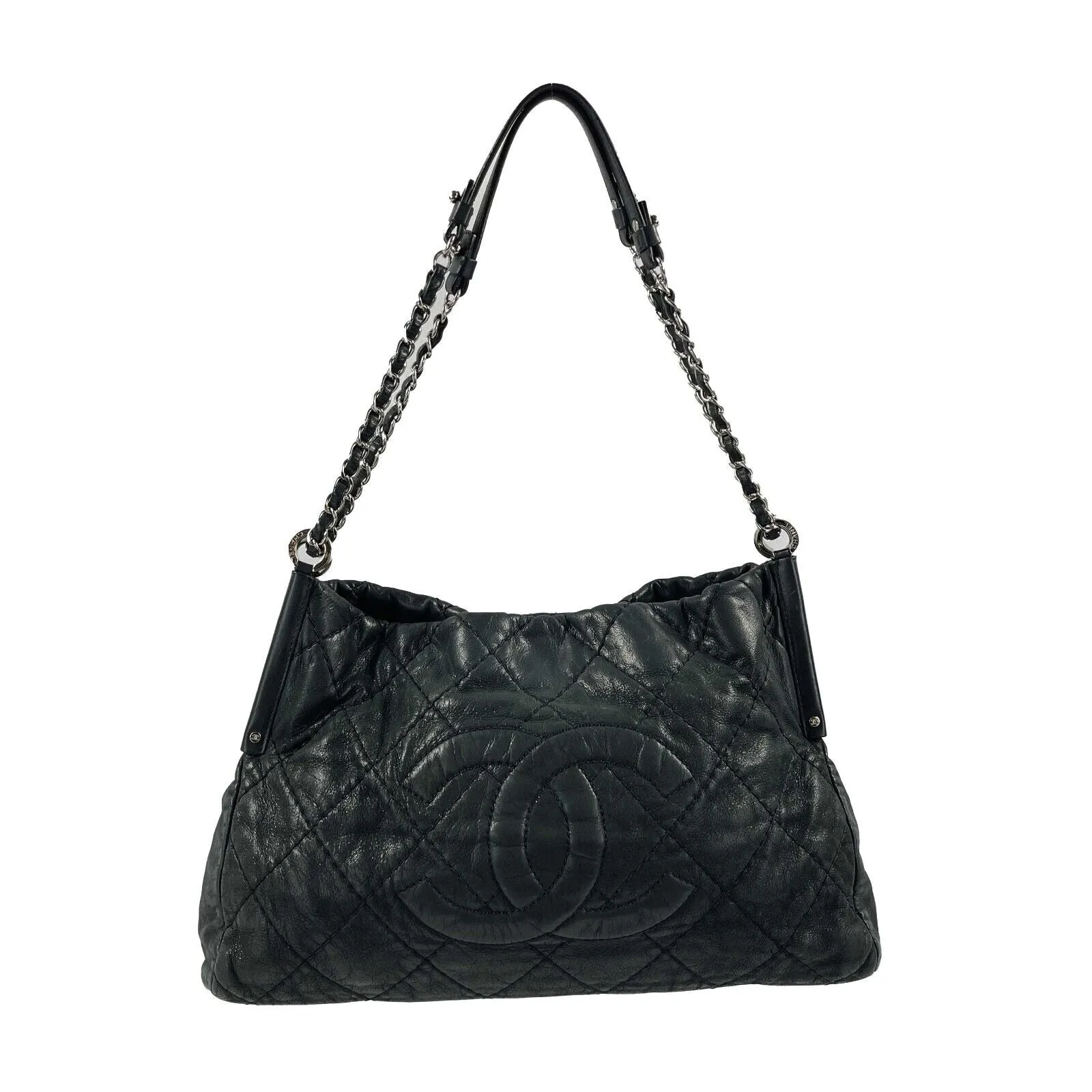 CHANEL - Sea Hit CC Iridescent Calfskin Medium Black Shoulder Bag