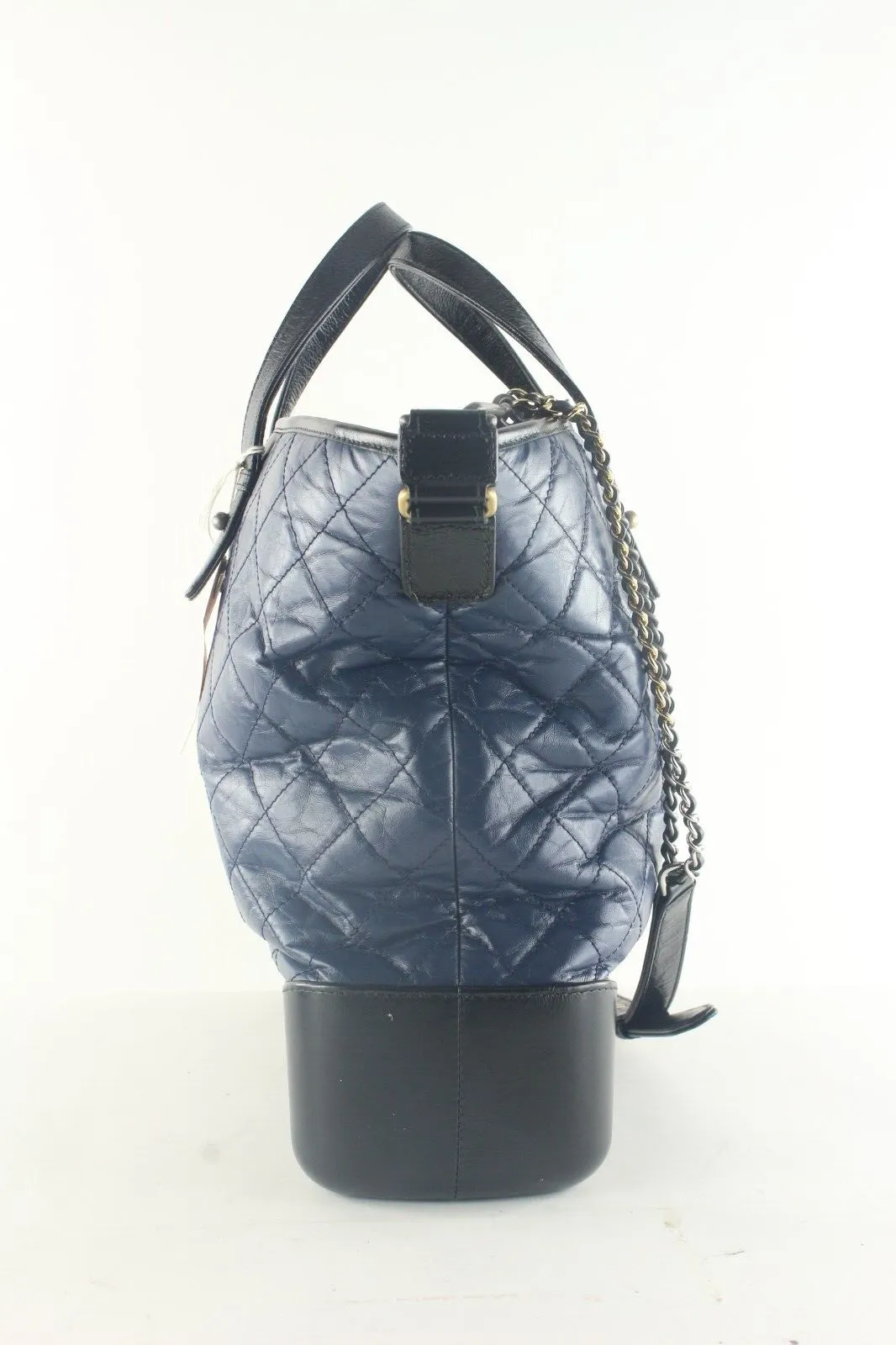 Chanel Two-Tone Quilted Black x Blue Leather Gabrielle 2way Tote 6CK103K