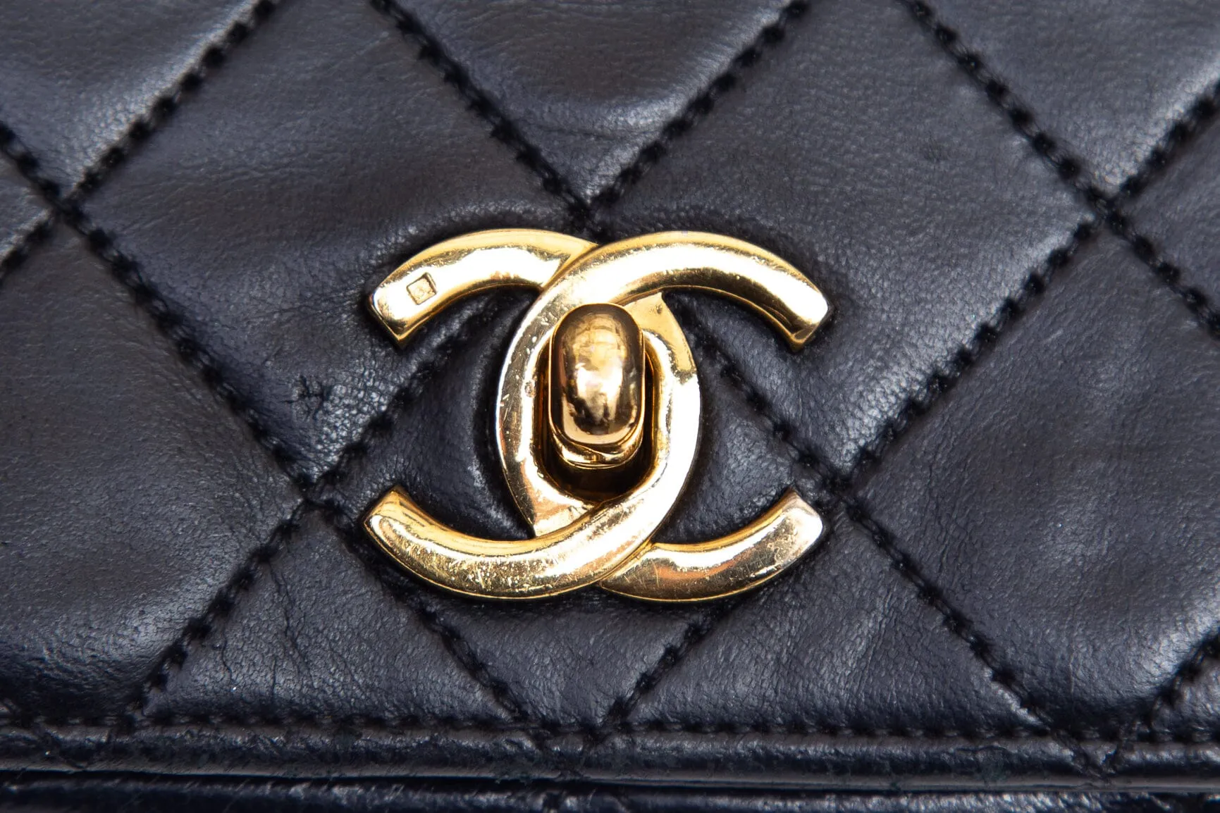 Chanel Vintage Black Lambskin Quilted Flap Handbag