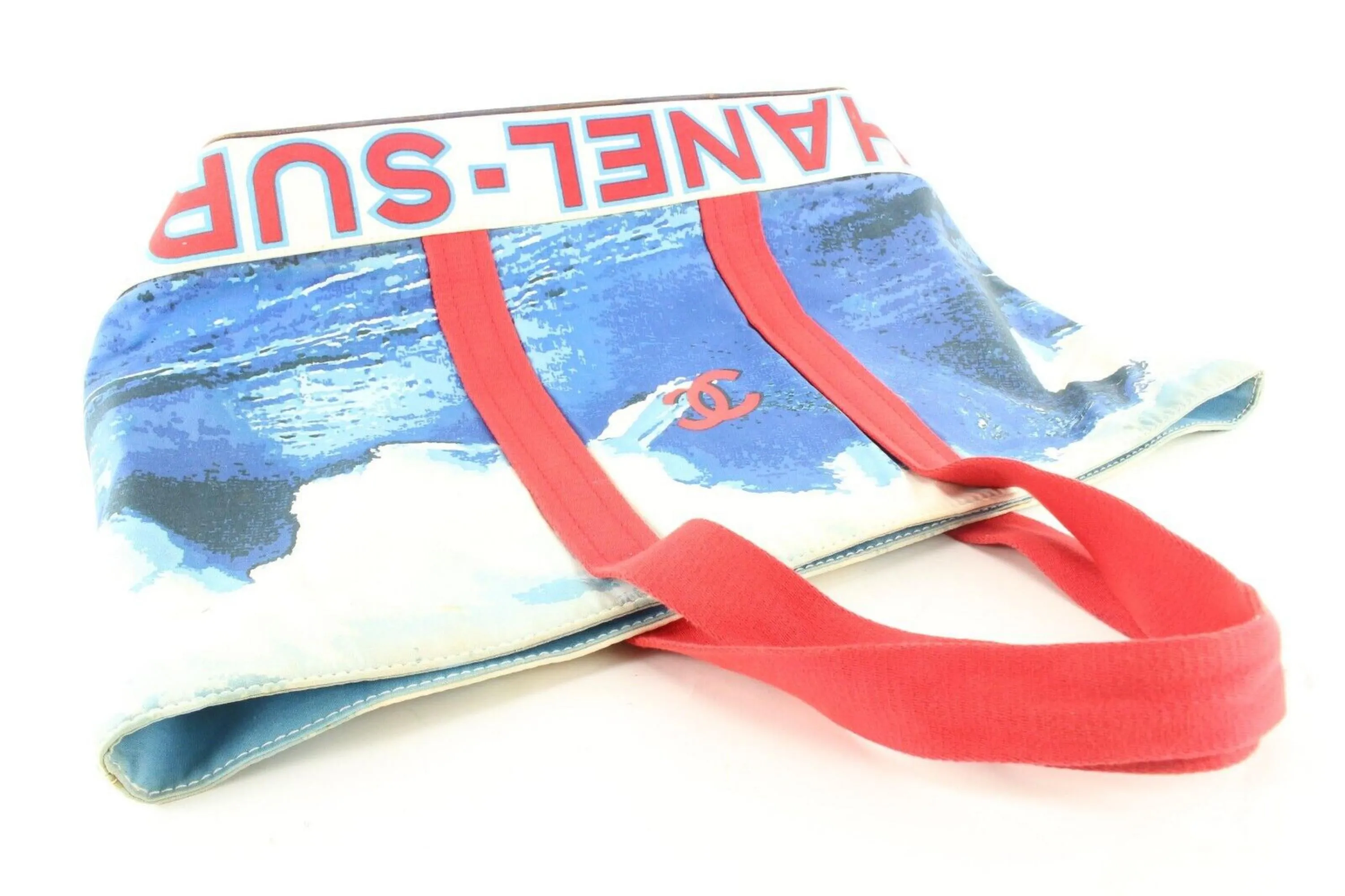 Chanel XL Wave Surf CC Logo Tote Blue x Red 1CAS424
