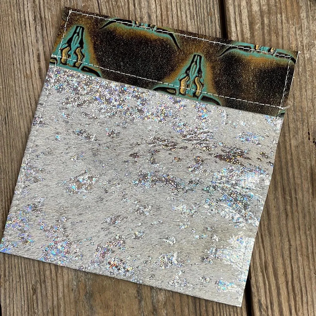 Checkbook Cover - Holographic w/ Patina Skulls
