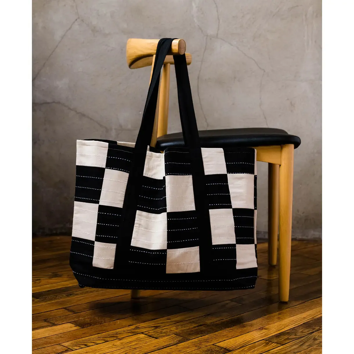 Checkered Tote Bag - Fair Trade Handcrafted