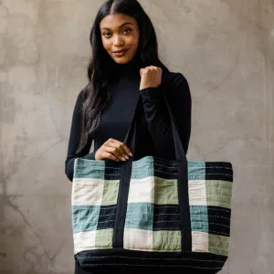 Checkered Tote Bag - Fair Trade Handcrafted