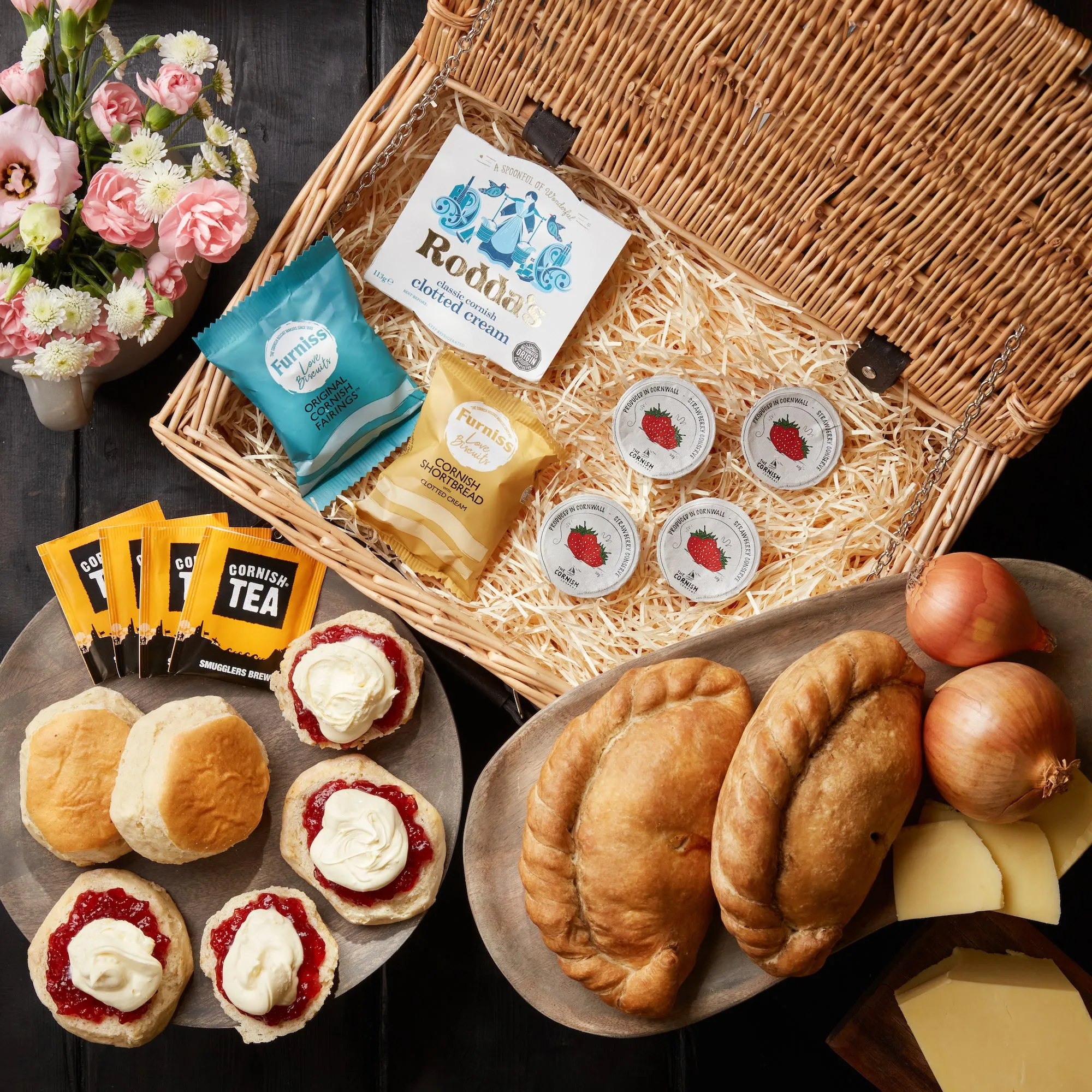 Cheese & Onion Pasty & Cream Tea Hamper