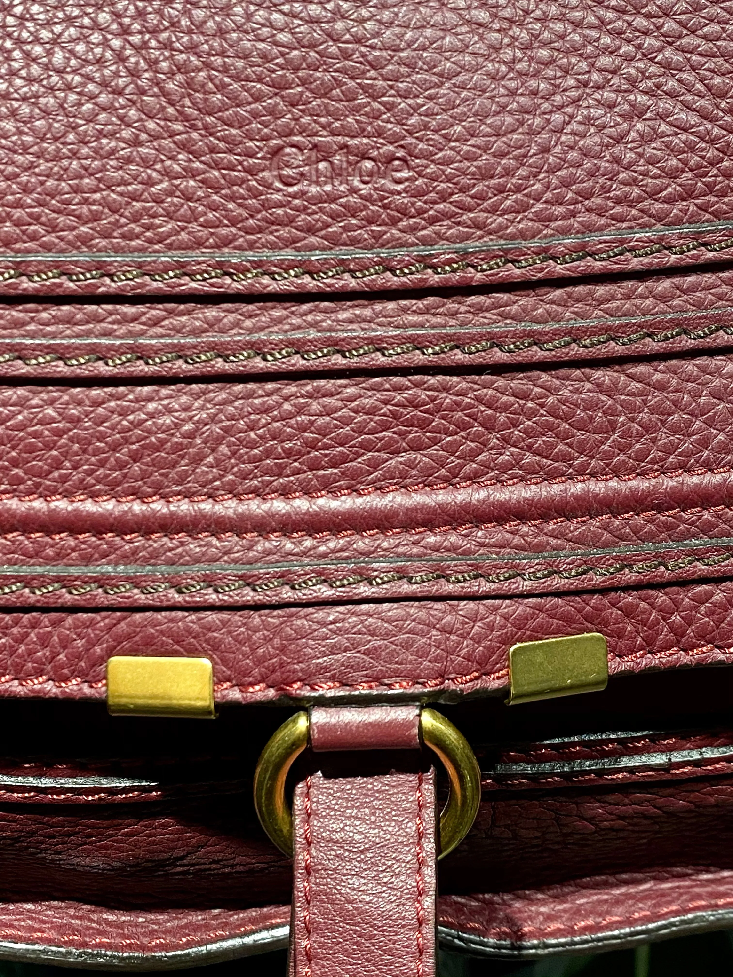 Chloe Wine Marcie Leather Hobo Bag