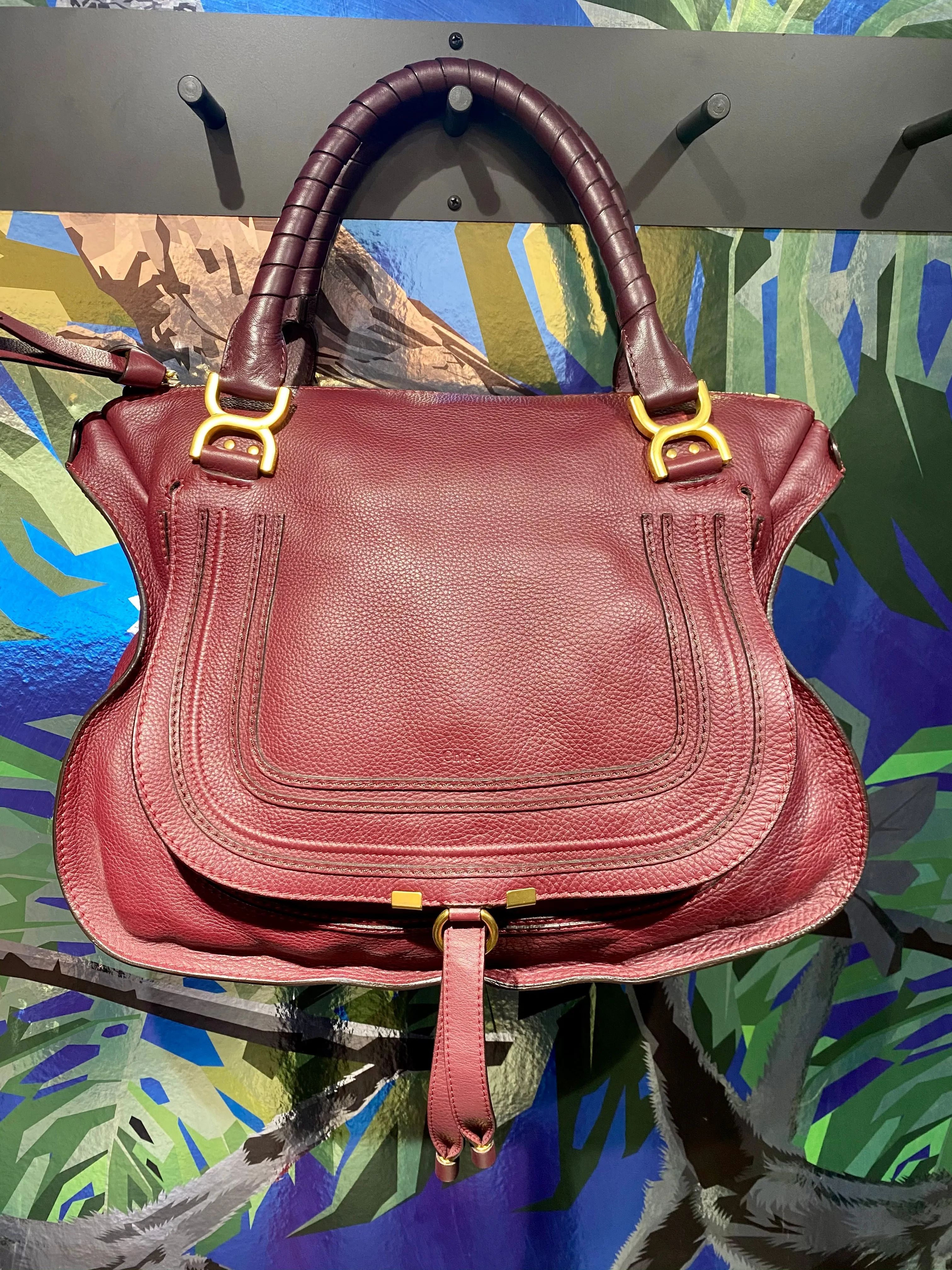 Chloe Wine Marcie Leather Hobo Bag