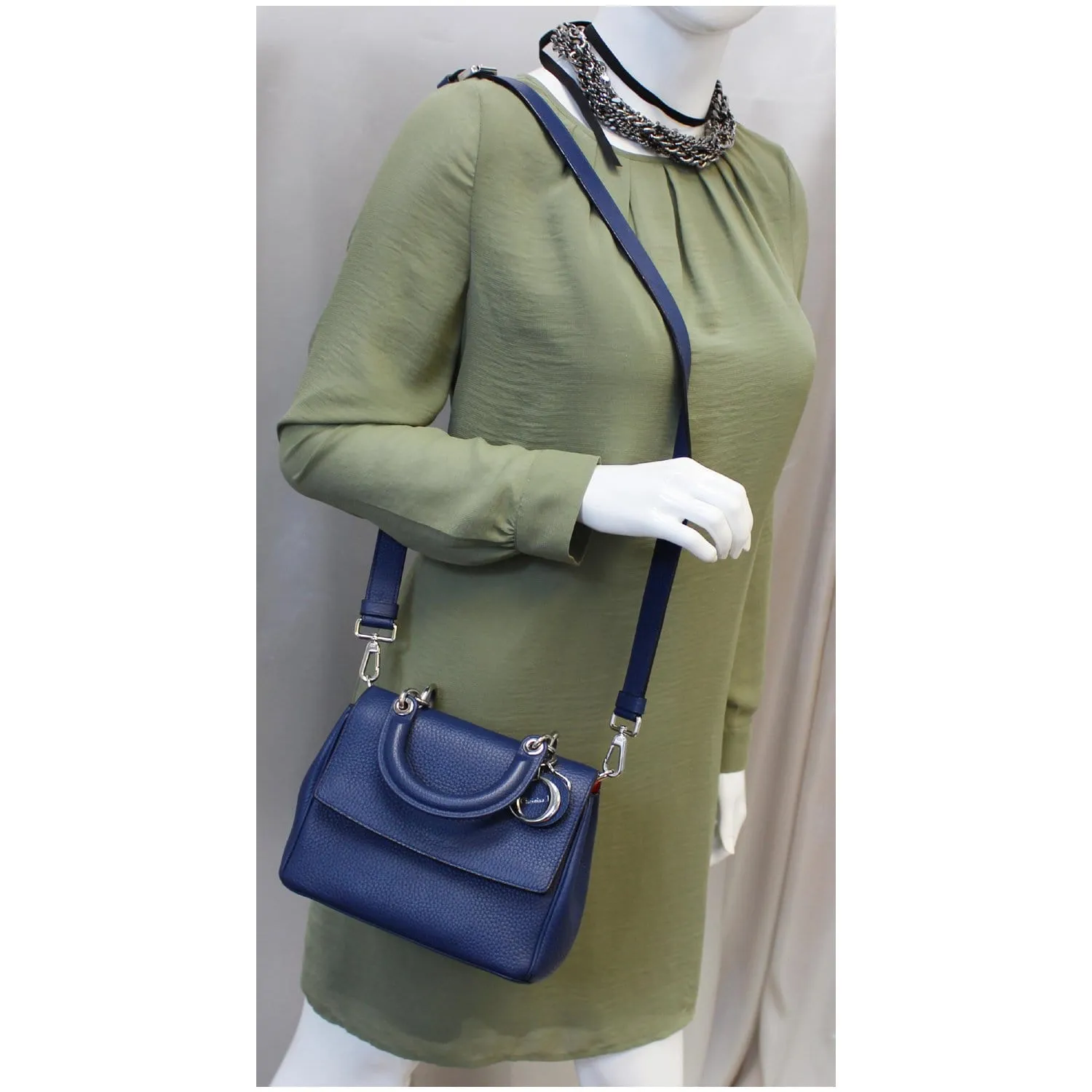 CHRISTIAN DIOR Be Dior Small Bullcalf Flap Shoulder Bag Blue