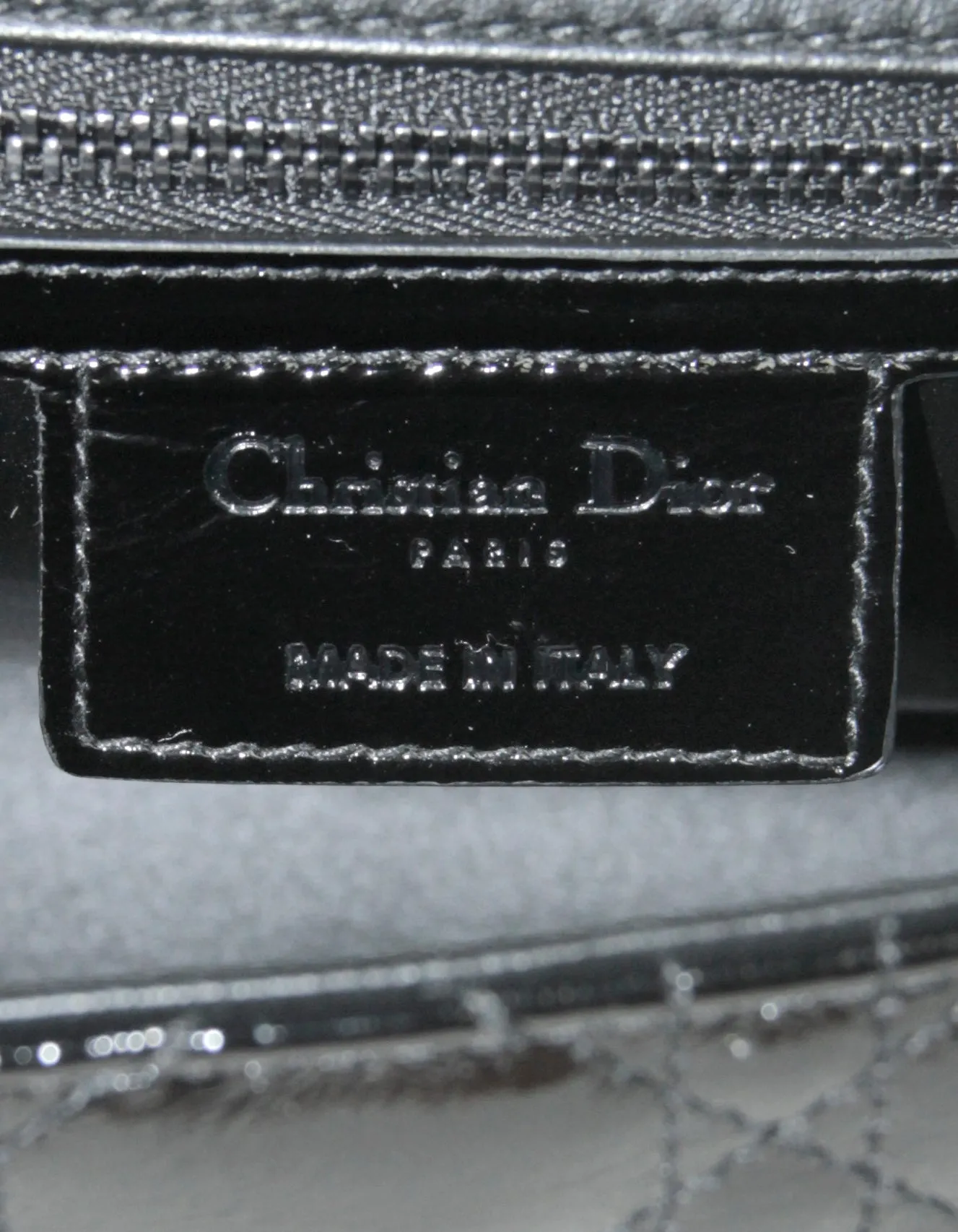 Christian Dior Black Patent Leather Cannage Medium Caro Bag