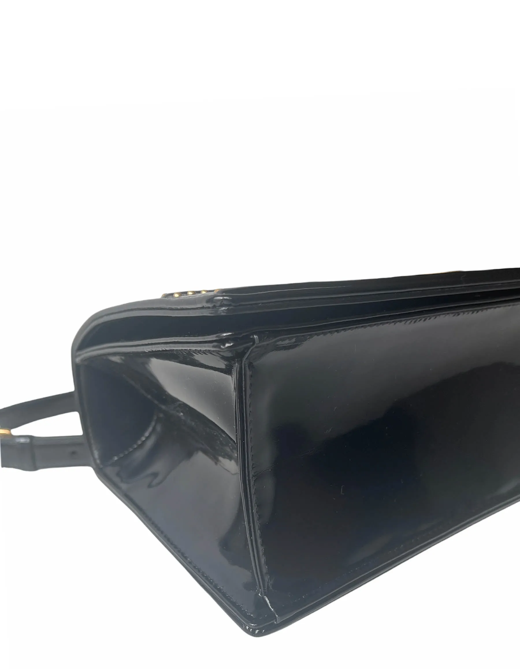 Christian Dior Black Patent Leather Studded Medium Diorama Flap Bag