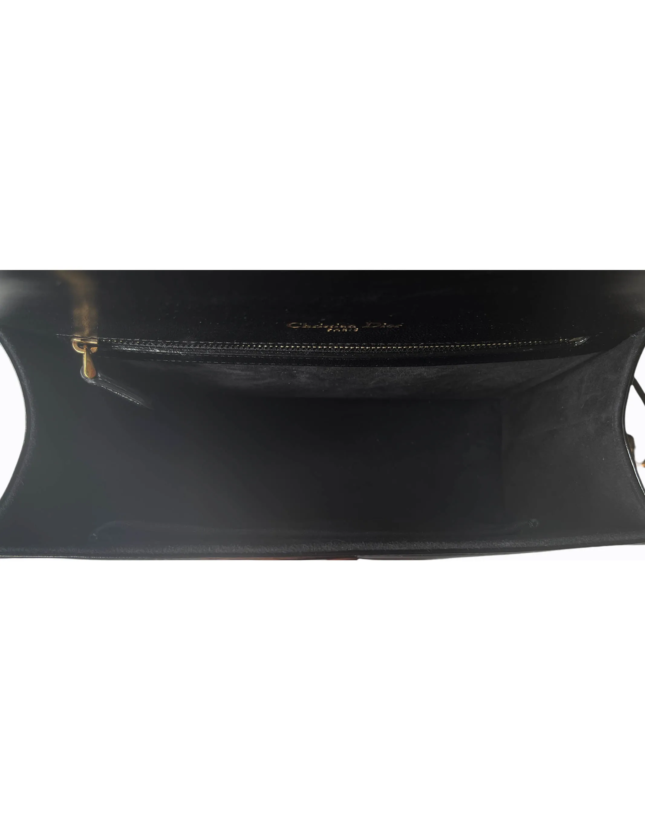 Christian Dior Black Patent Leather Studded Medium Diorama Flap Bag