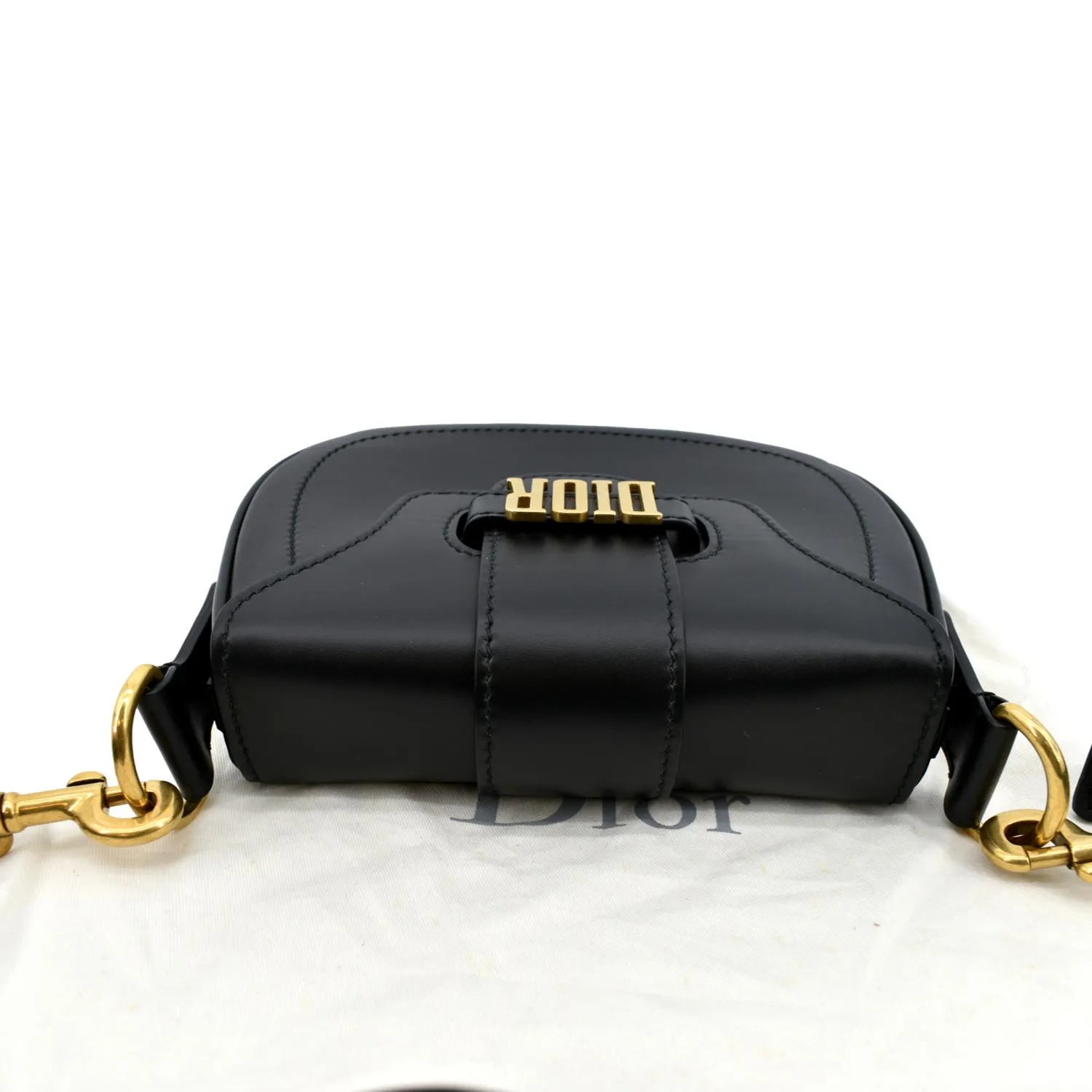 CHRISTIAN DIOR D Fence Calfskin Leather Saddle Bag Black - Hot Deals
