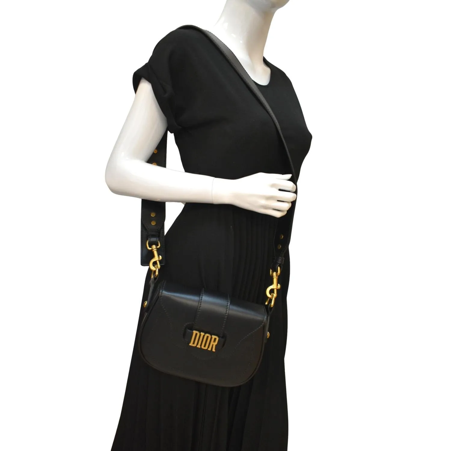 CHRISTIAN DIOR D Fence Calfskin Leather Saddle Bag Black - Hot Deals
