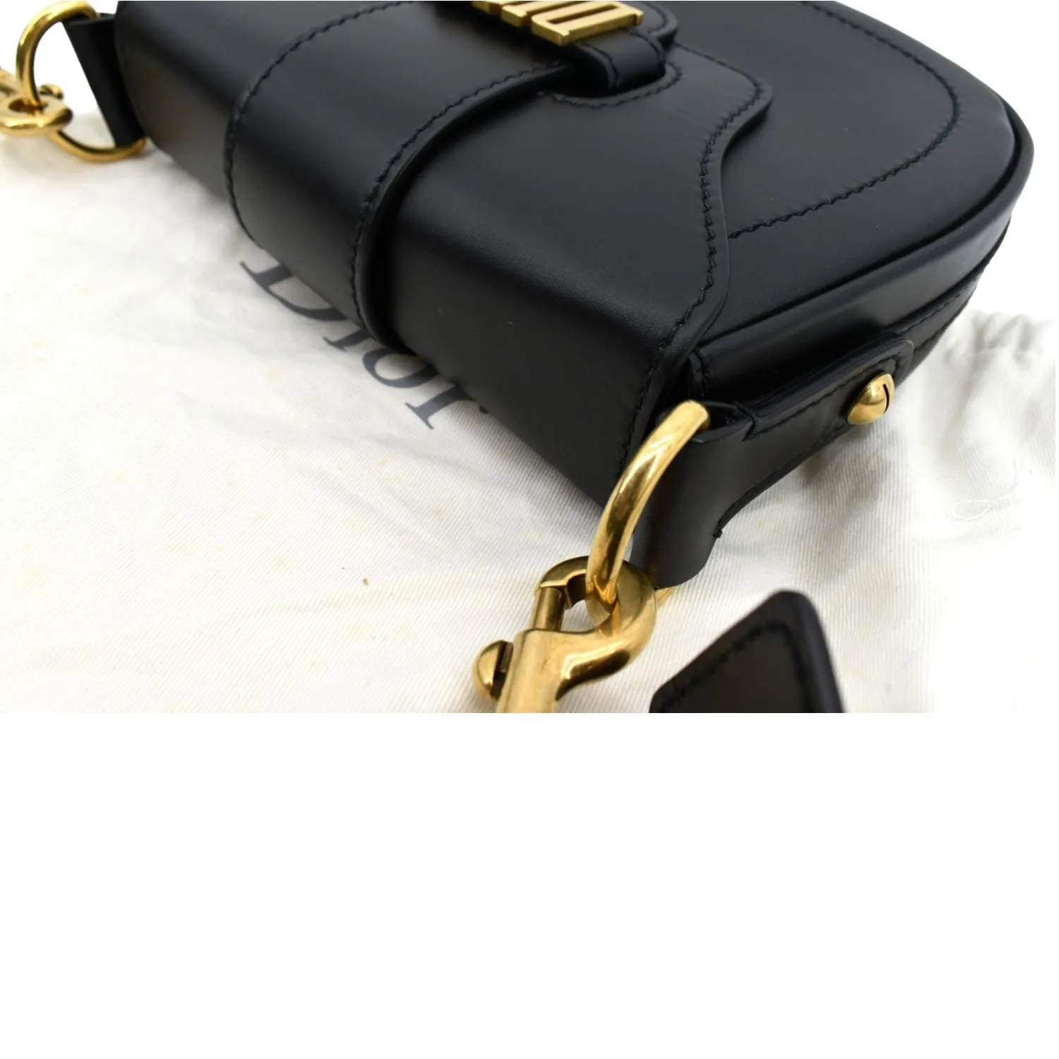 CHRISTIAN DIOR D Fence Calfskin Leather Saddle Bag Black - Hot Deals