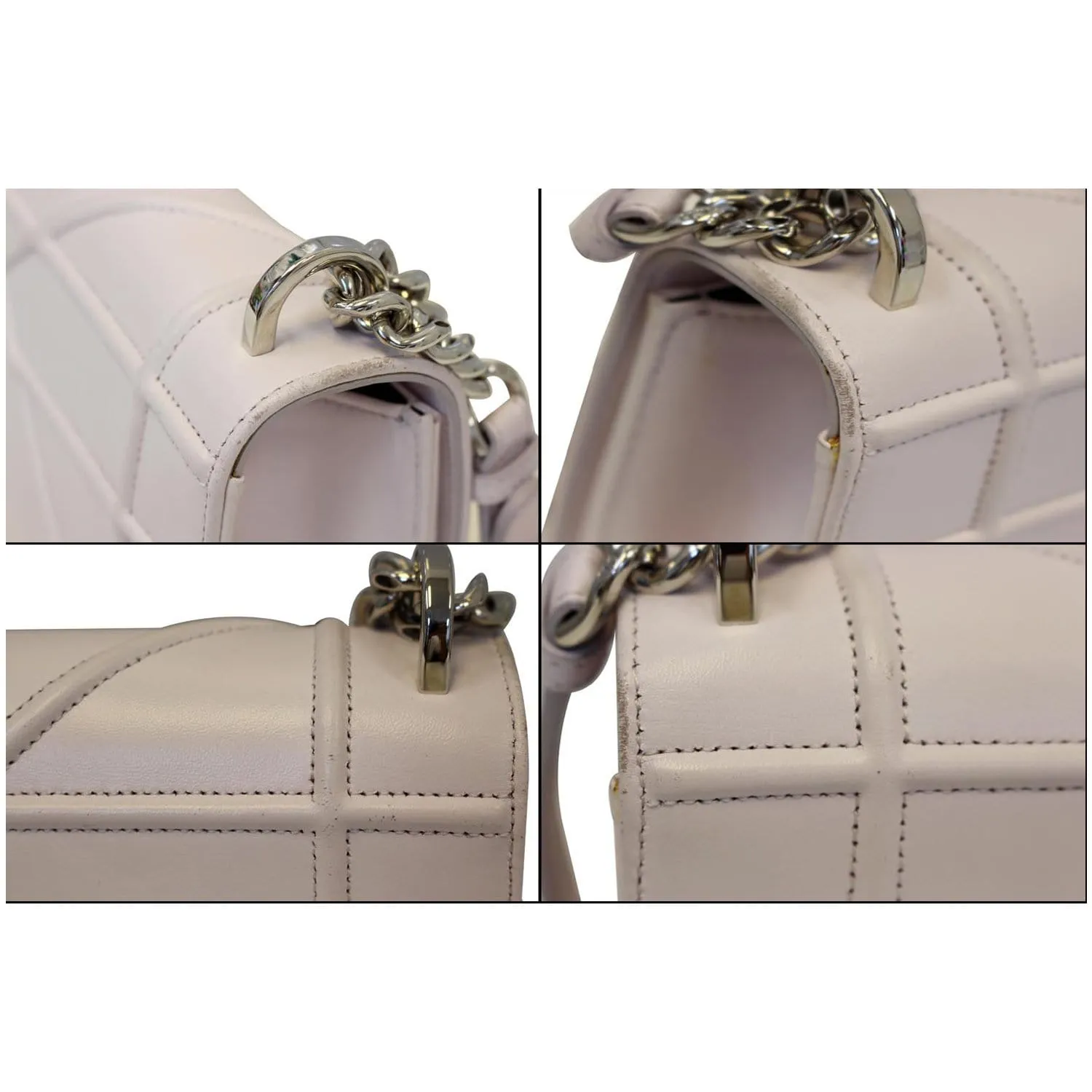 Christian Dior Diorama Flap Leather Medium Shoulder Bag White