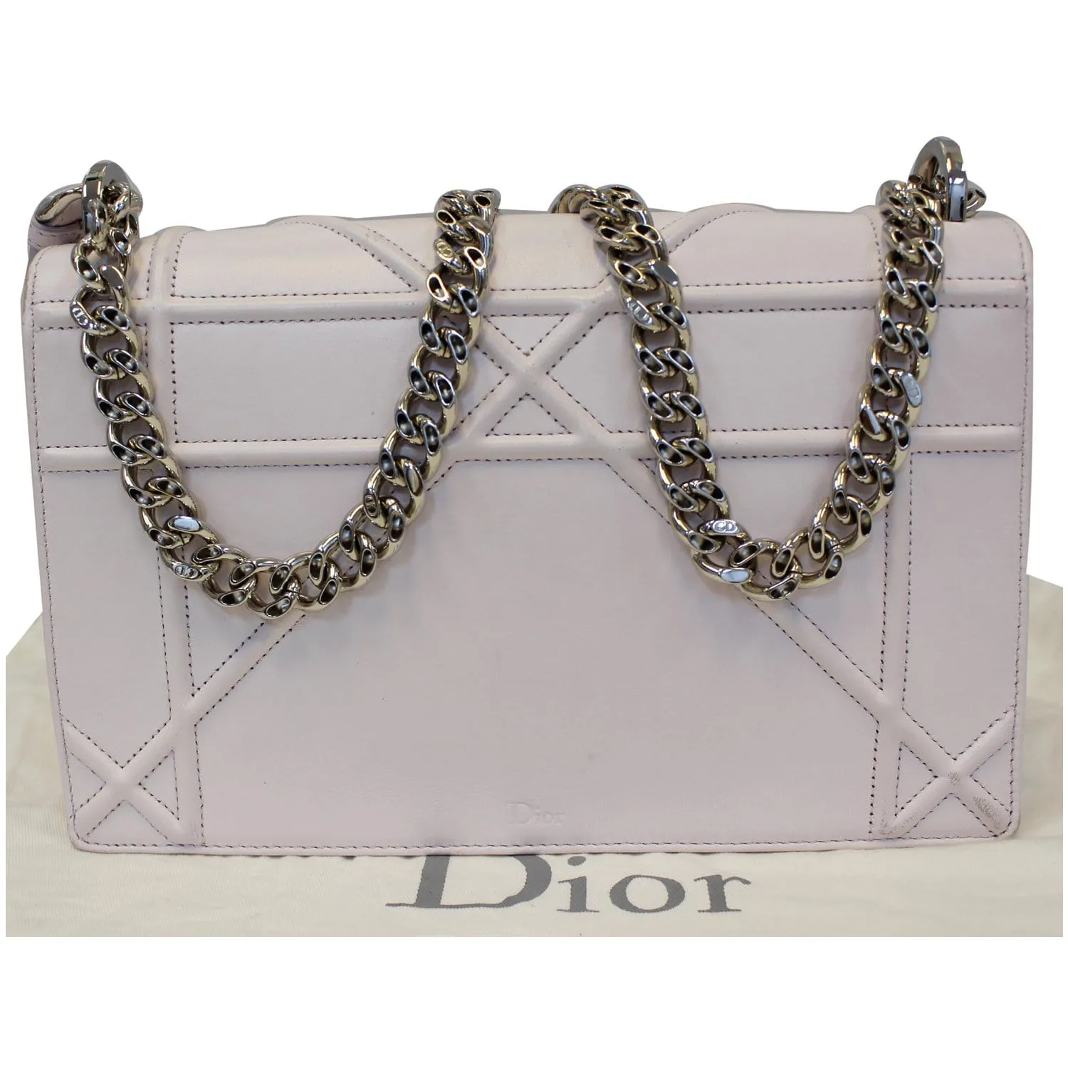 Christian Dior Diorama Flap Leather Medium Shoulder Bag White