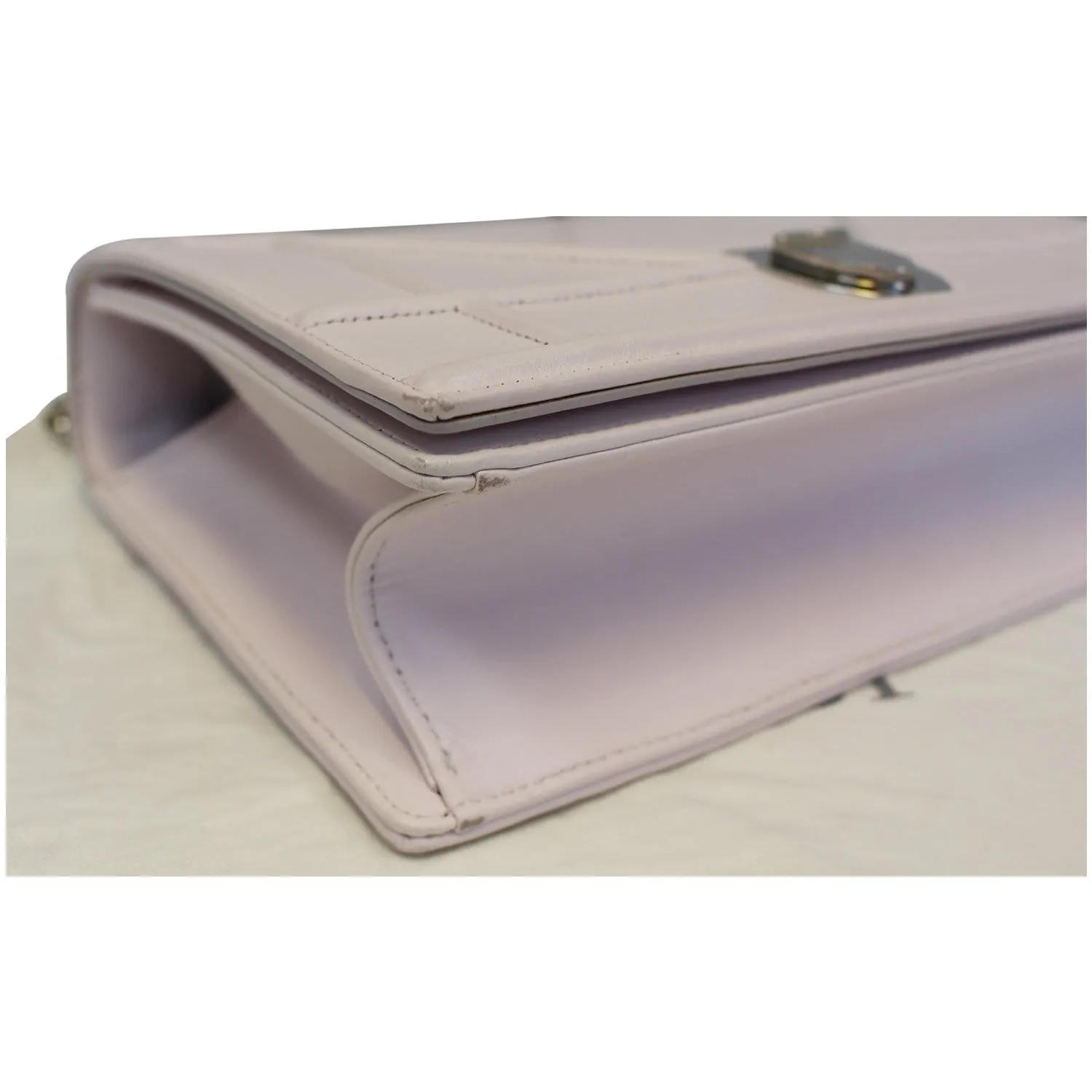 Christian Dior Diorama Flap Leather Medium Shoulder Bag White