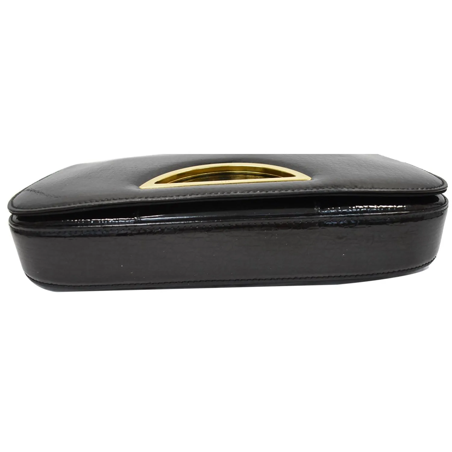 CHRISTIAN DIOR Maris Pearl Patent Monogram Shoulder Bag Black