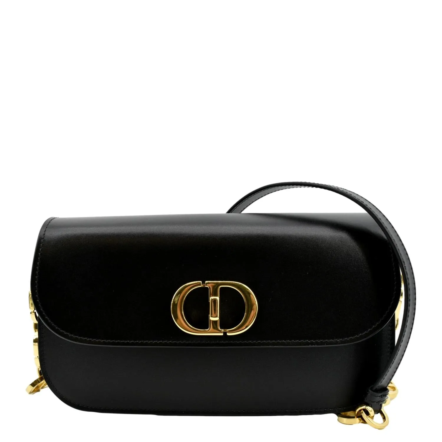 CHRISTIAN DIOR Montaigne Avenue Leather Shoulder Bag Black