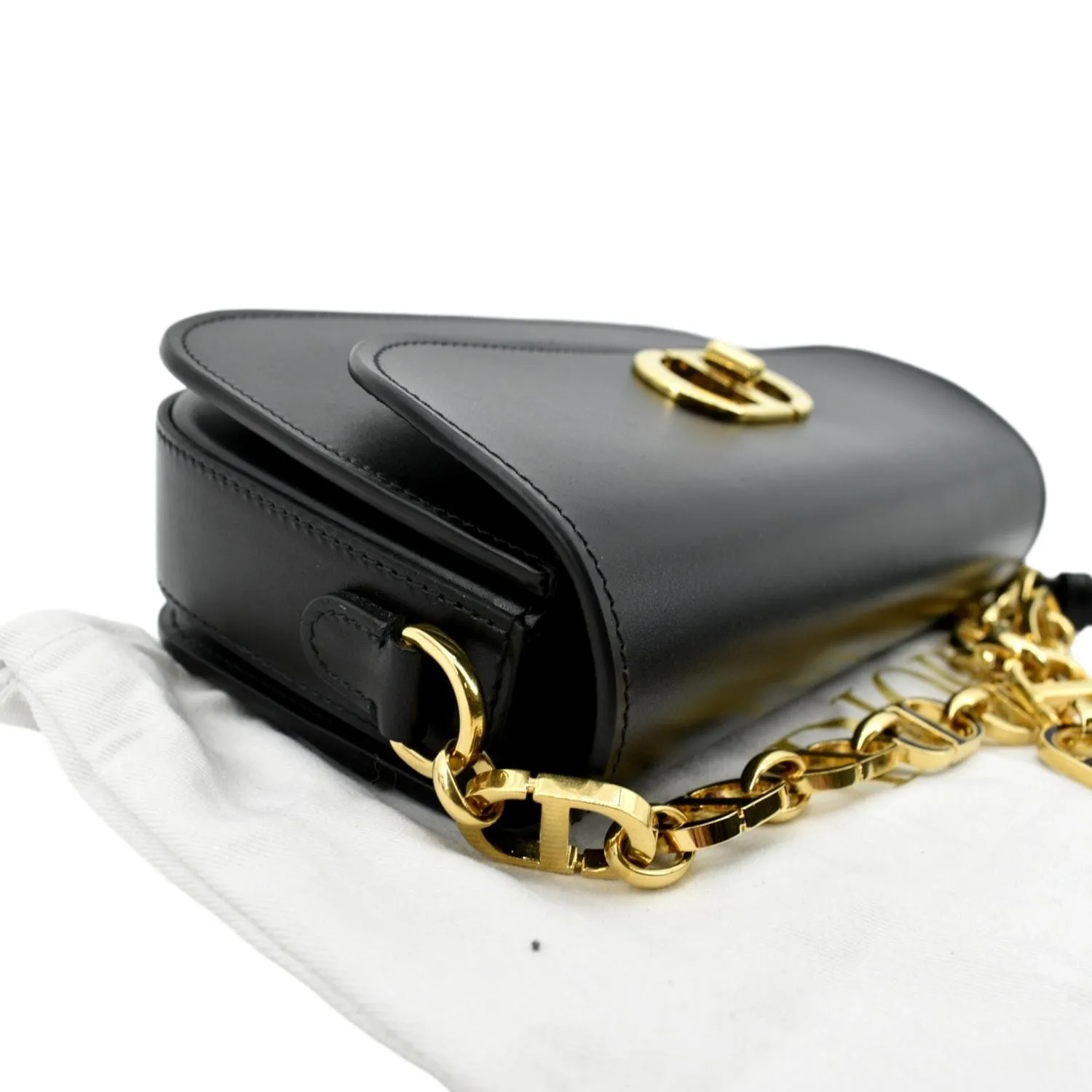 CHRISTIAN DIOR Montaigne Avenue Leather Shoulder Bag Black