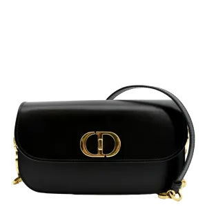 CHRISTIAN DIOR Montaigne Avenue Leather Shoulder Bag Black