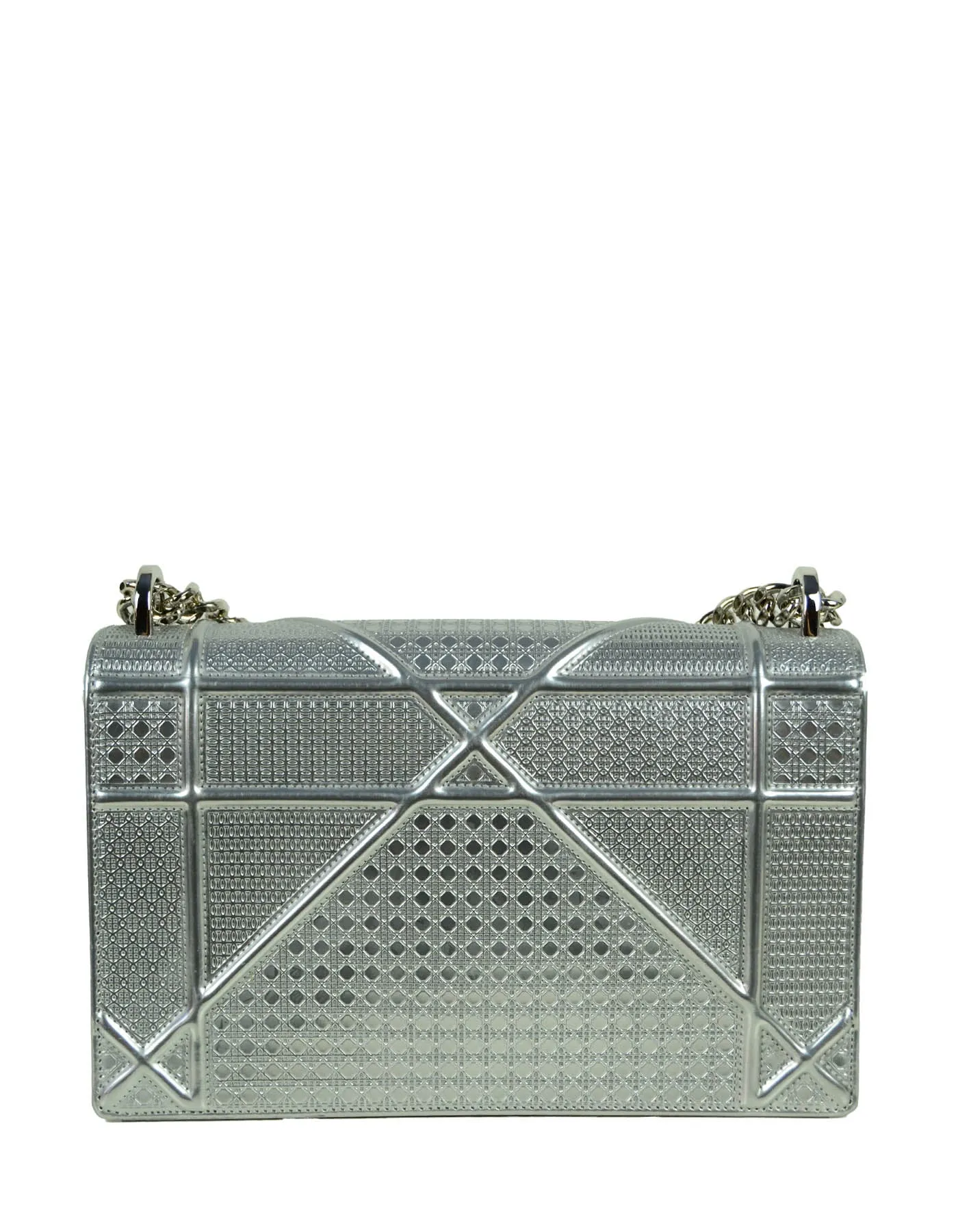 Christian Dior Silver Micro-Cannage Medium Diorama Flap Bag