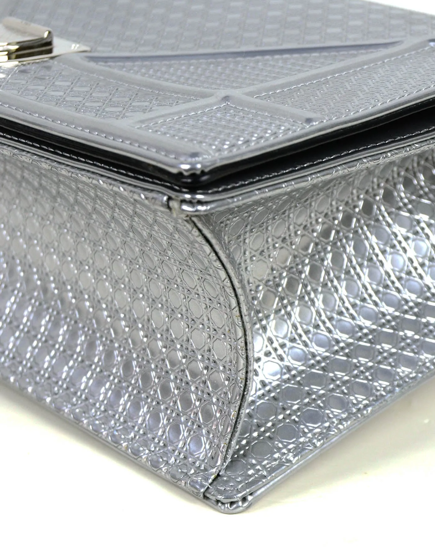 Christian Dior Silver Micro-Cannage Medium Diorama Flap Bag