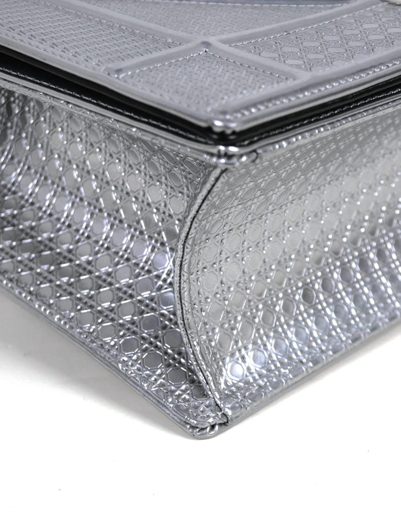 Christian Dior Silver Micro-Cannage Medium Diorama Flap Bag