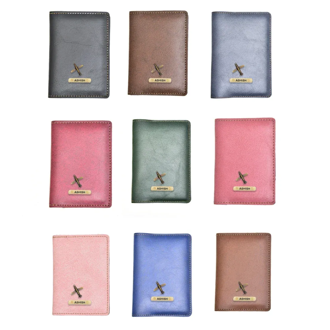 Classy Leather Customised Passport Cover with Charm (Brown)
