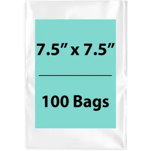 Clear Poly Bags 1.5Mil 7.5X7.5 Flat Open Top (LDPE) Pack of 100 bags