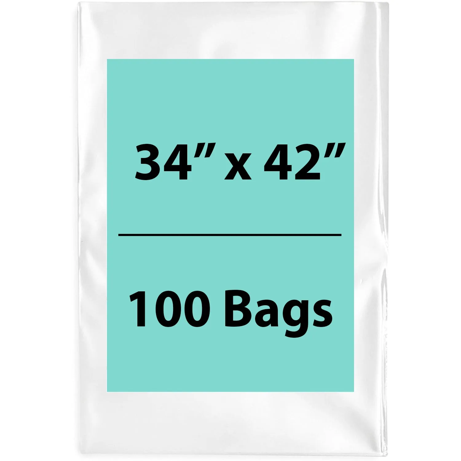 Clear Poly Bags 4Mil 34X42 Flat Open Top (LDPE) Pack of 100 Bags