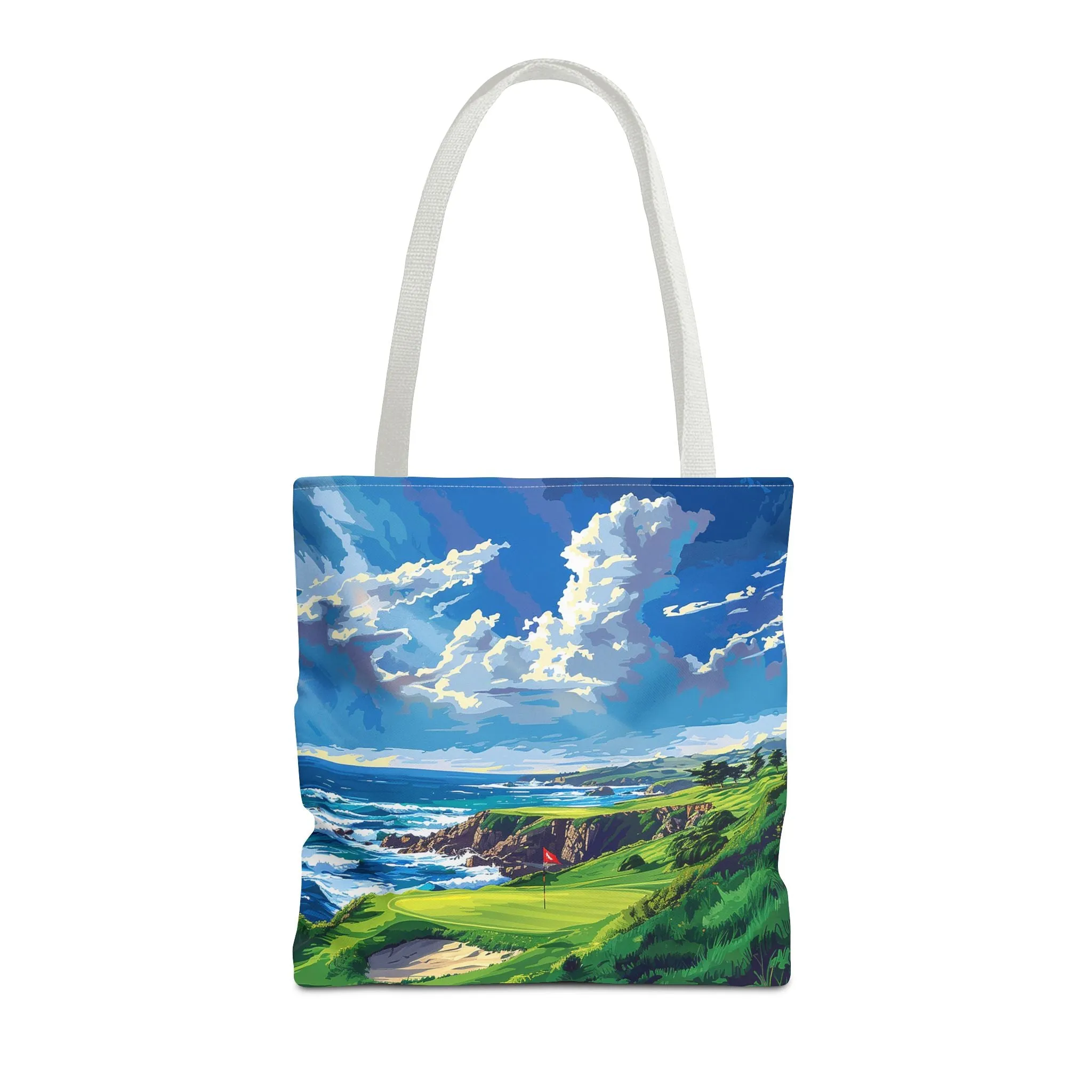 Coastal Tee Time Tote Bag - Carry the Course - Where the Greens Meet the Ocean! Available in 3 sizes.