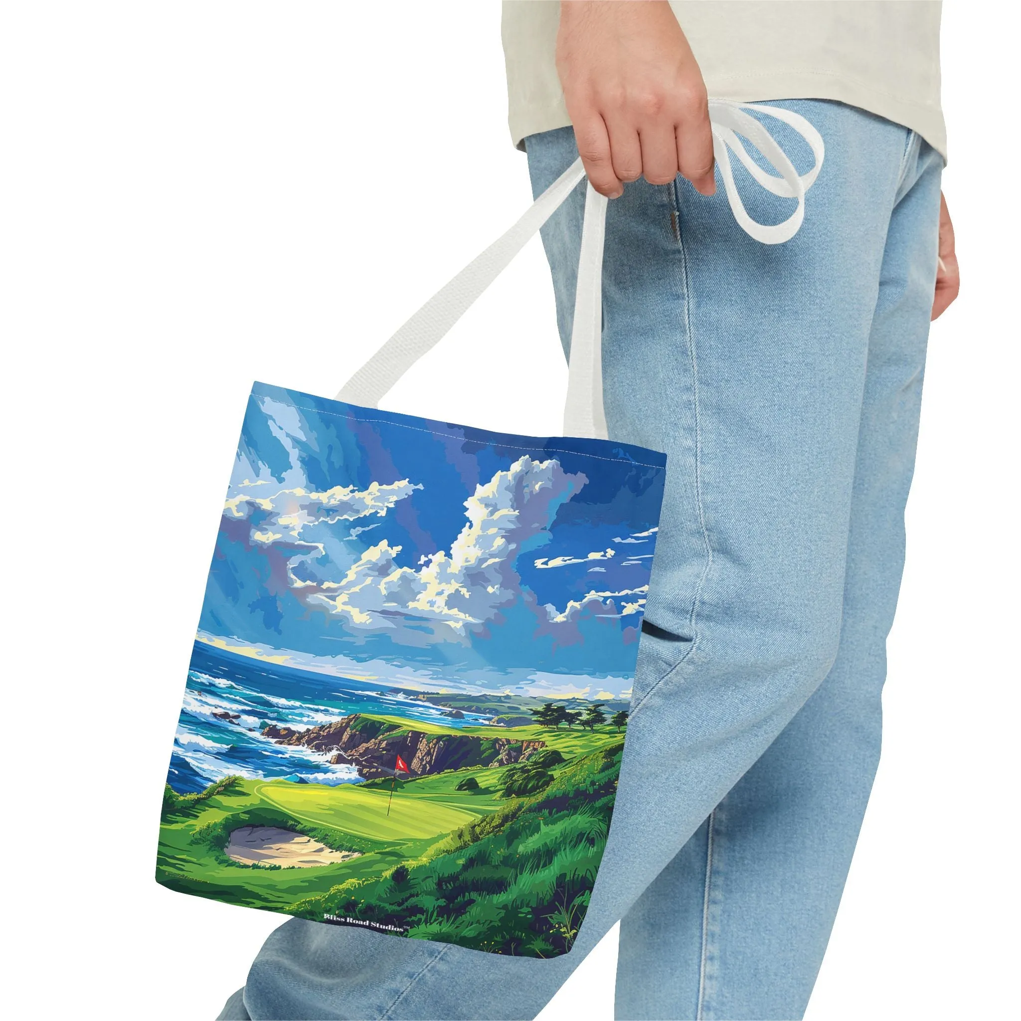Coastal Tee Time Tote Bag - Carry the Course - Where the Greens Meet the Ocean! Available in 3 sizes.