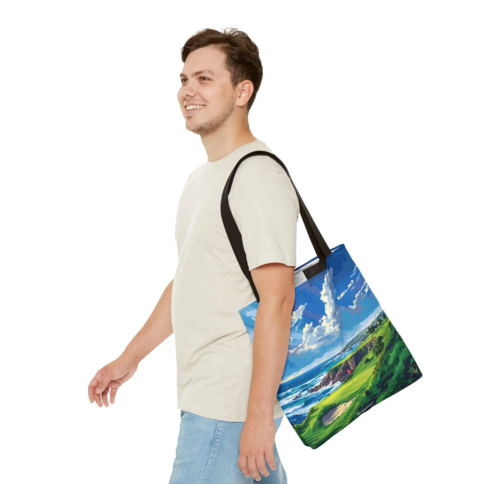 Coastal Tee Time Tote Bag - Carry the Course - Where the Greens Meet the Ocean! Available in 3 sizes.