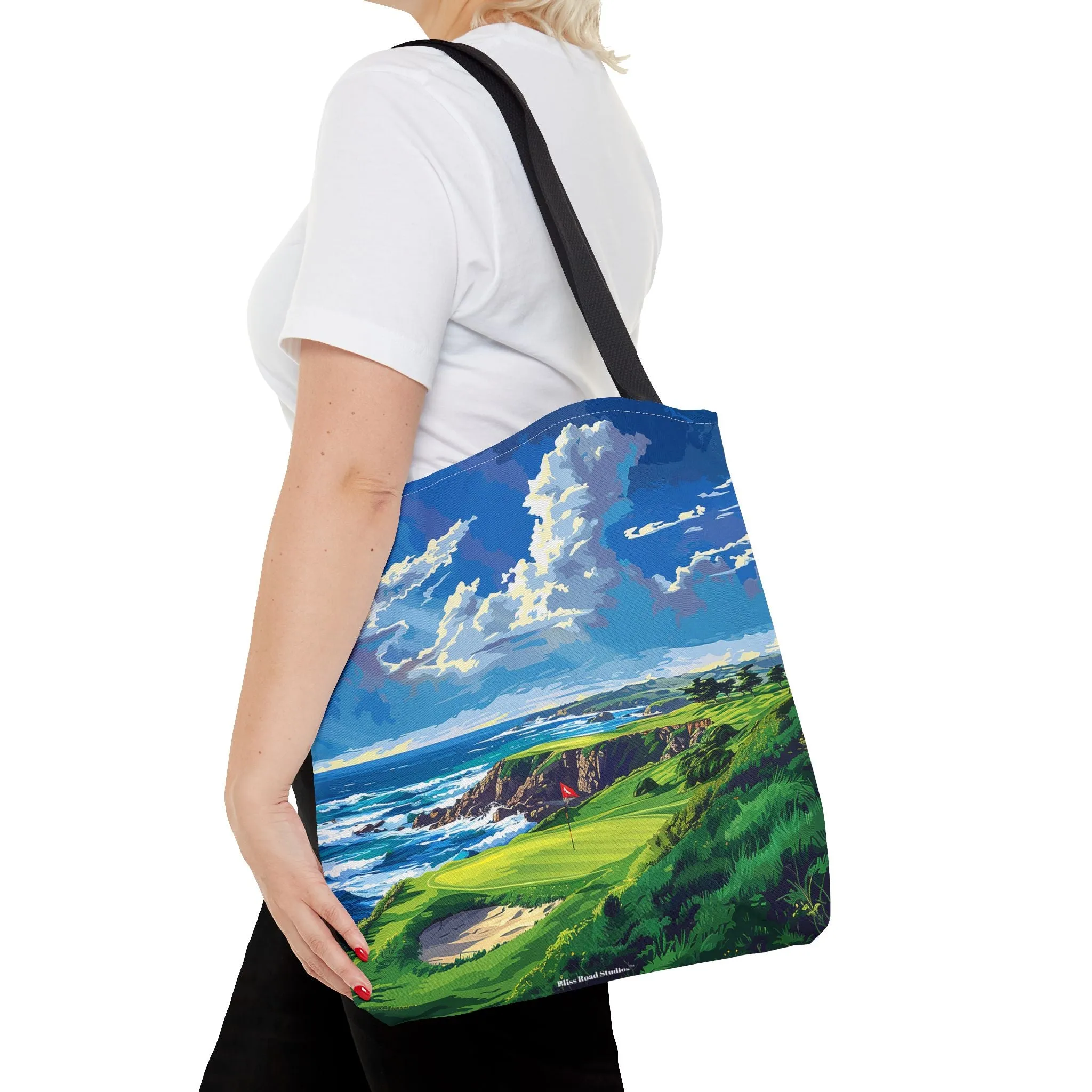 Coastal Tee Time Tote Bag - Carry the Course - Where the Greens Meet the Ocean! Available in 3 sizes.