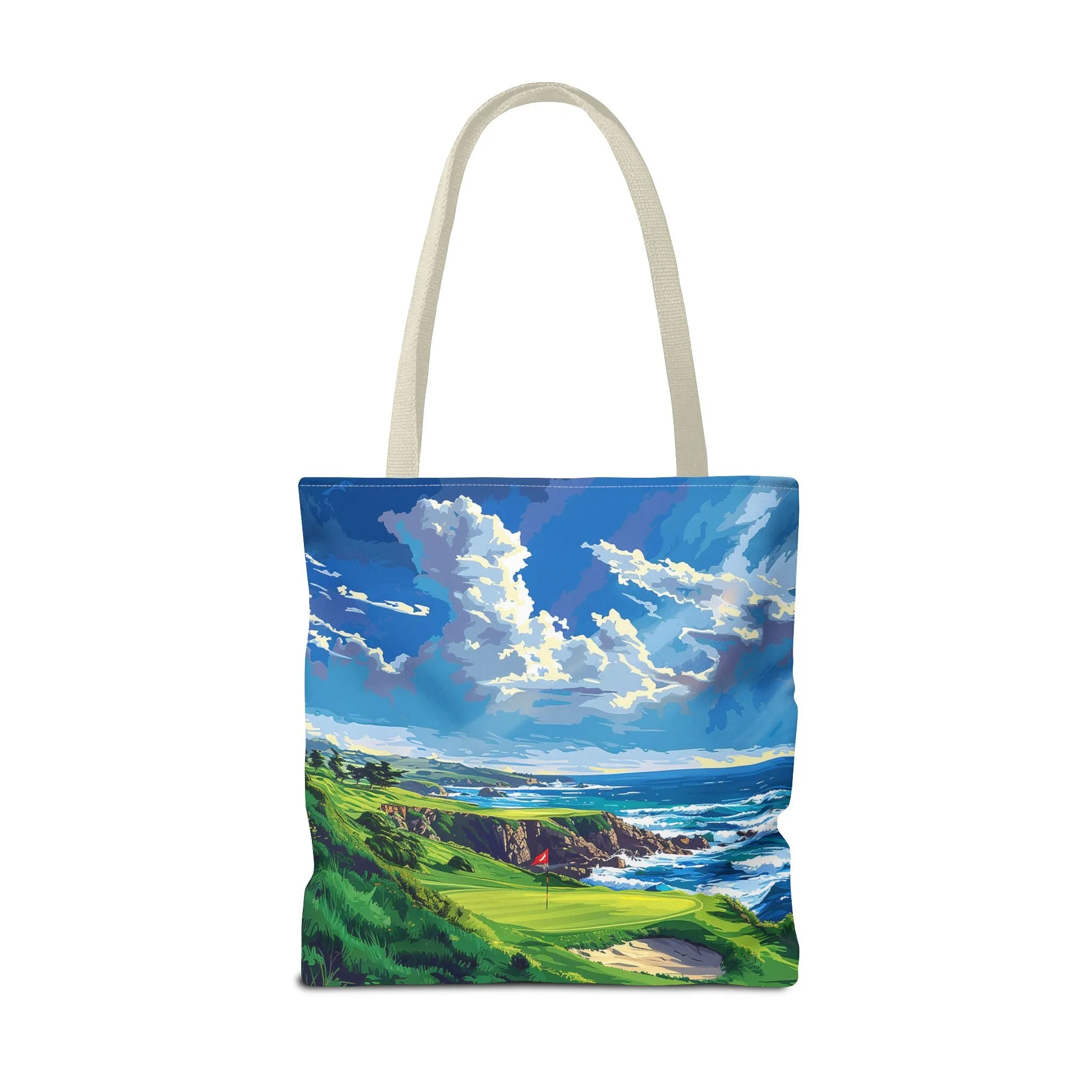 Coastal Tee Time Tote Bag - Carry the Course - Where the Greens Meet the Ocean! Available in 3 sizes.