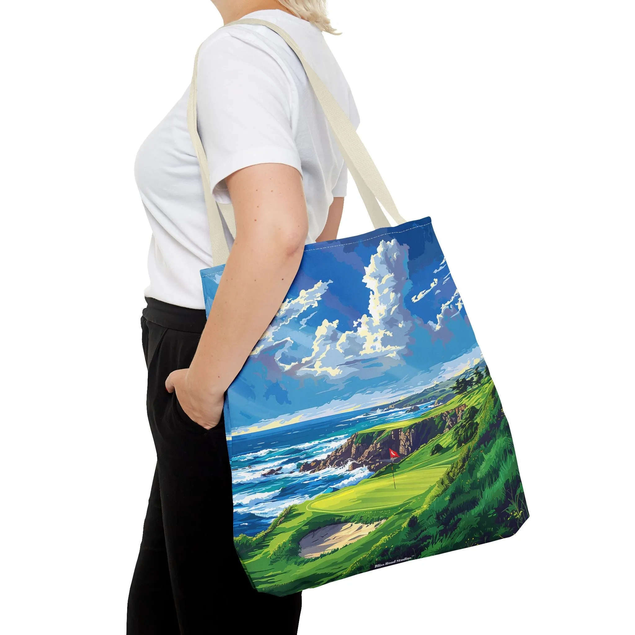 Coastal Tee Time Tote Bag - Carry the Course - Where the Greens Meet the Ocean! Available in 3 sizes.