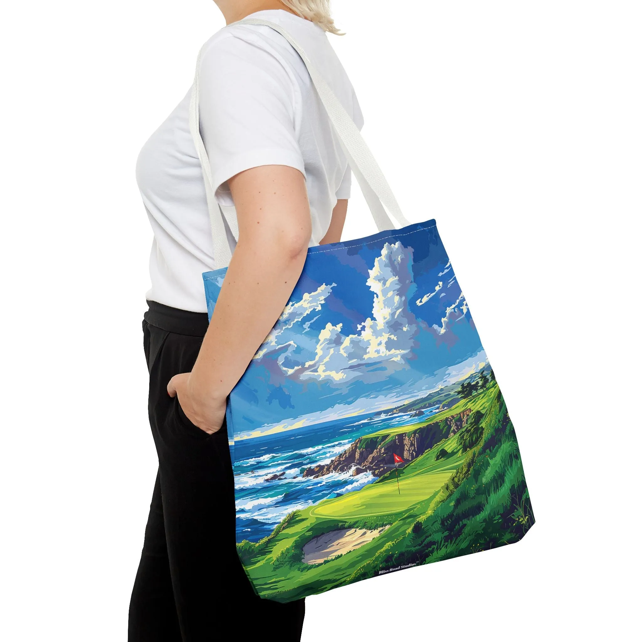 Coastal Tee Time Tote Bag - Carry the Course - Where the Greens Meet the Ocean! Available in 3 sizes.