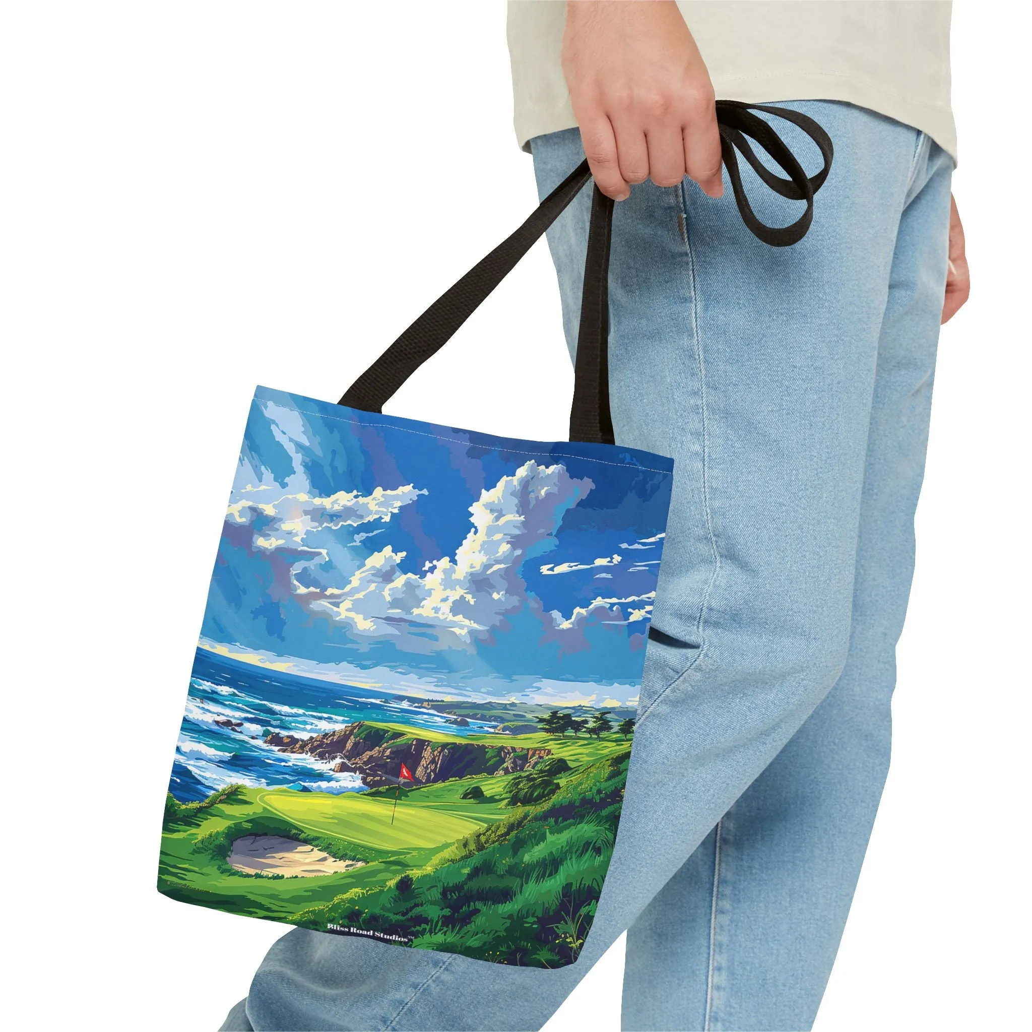Coastal Tee Time Tote Bag - Carry the Course - Where the Greens Meet the Ocean! Available in 3 sizes.