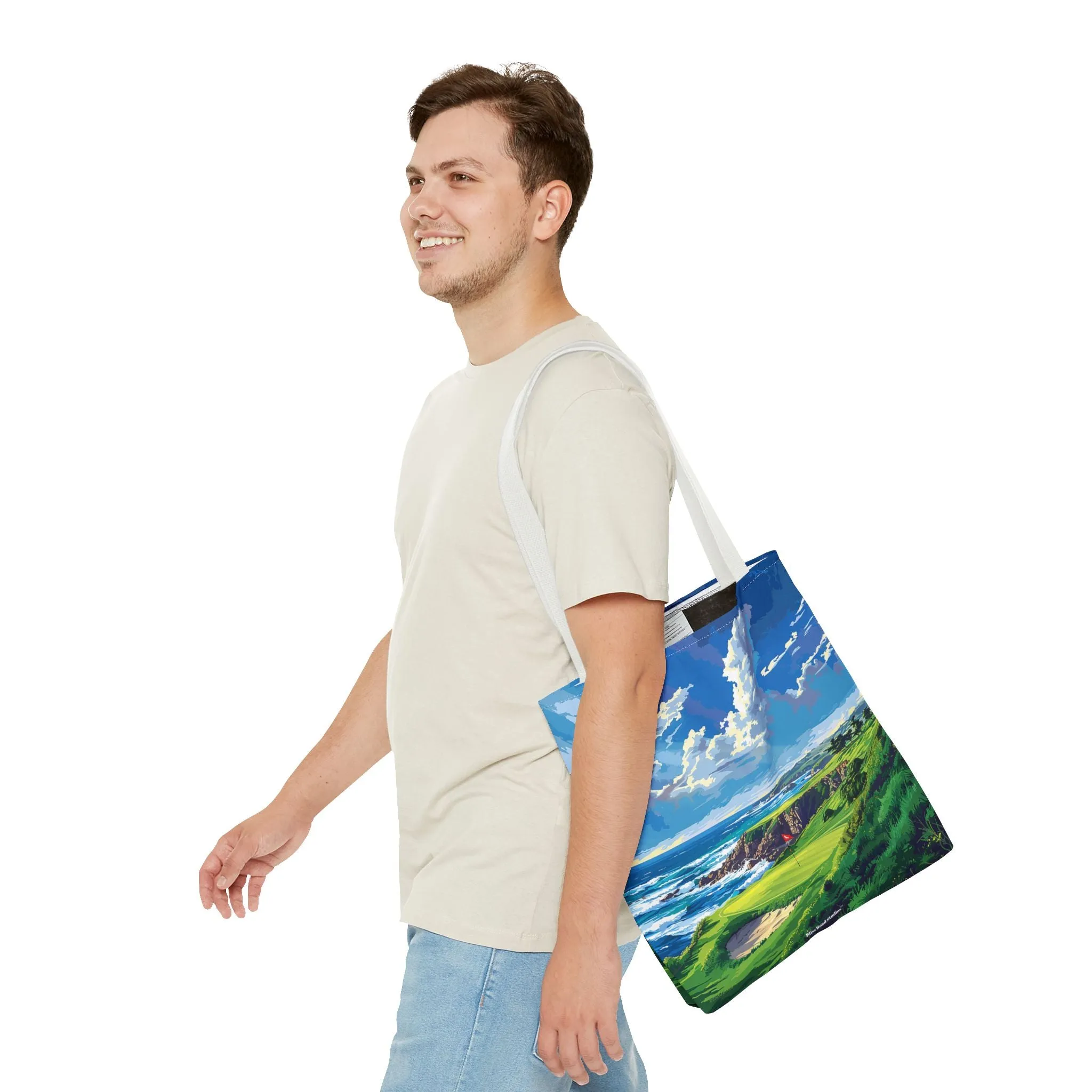 Coastal Tee Time Tote Bag - Carry the Course - Where the Greens Meet the Ocean! Available in 3 sizes.