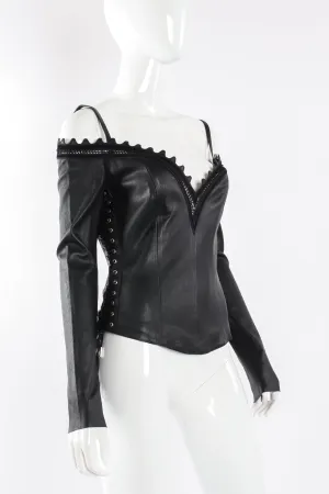 Cold Shoulder Leather Corset Top