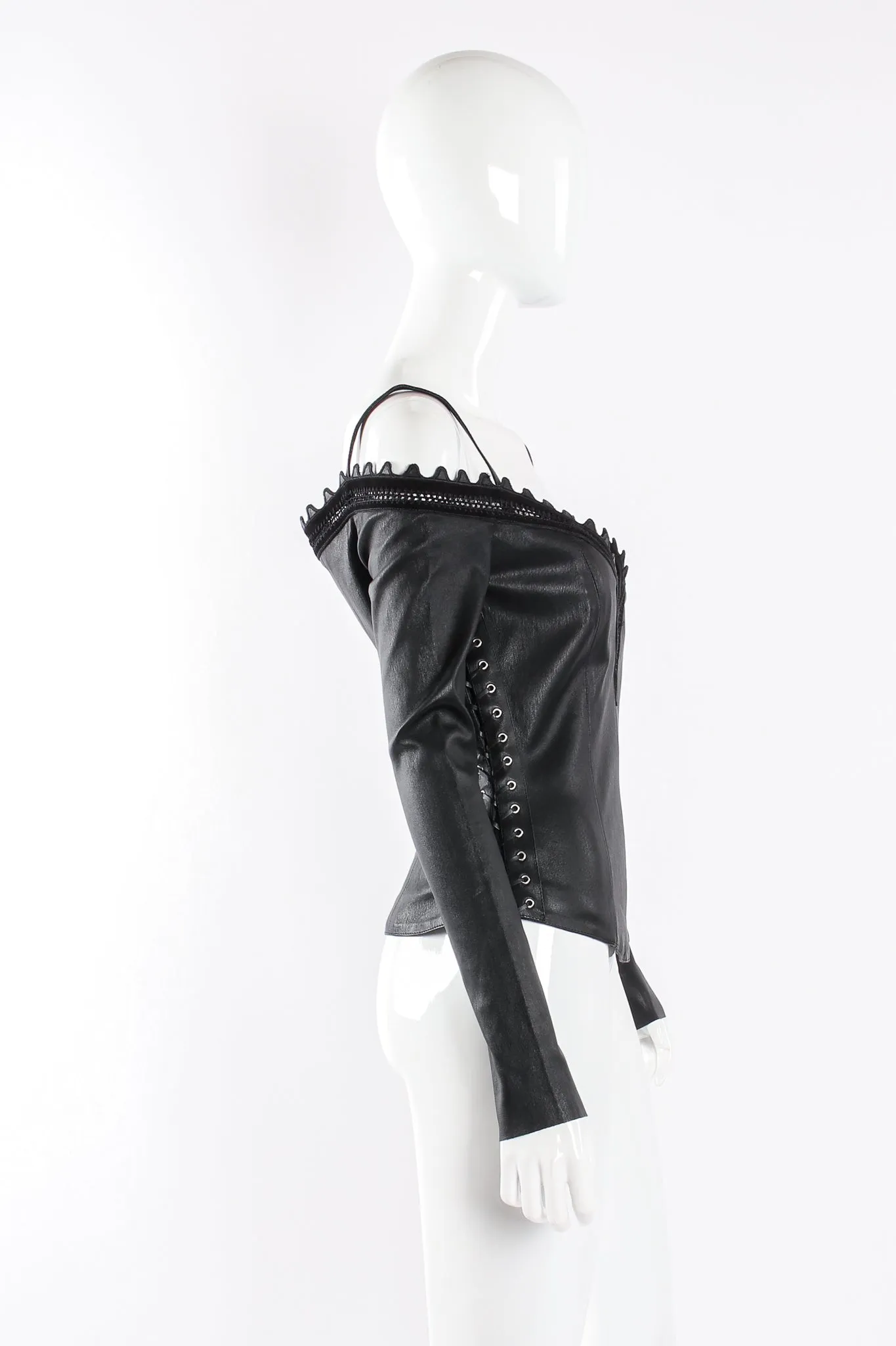 Cold Shoulder Leather Corset Top