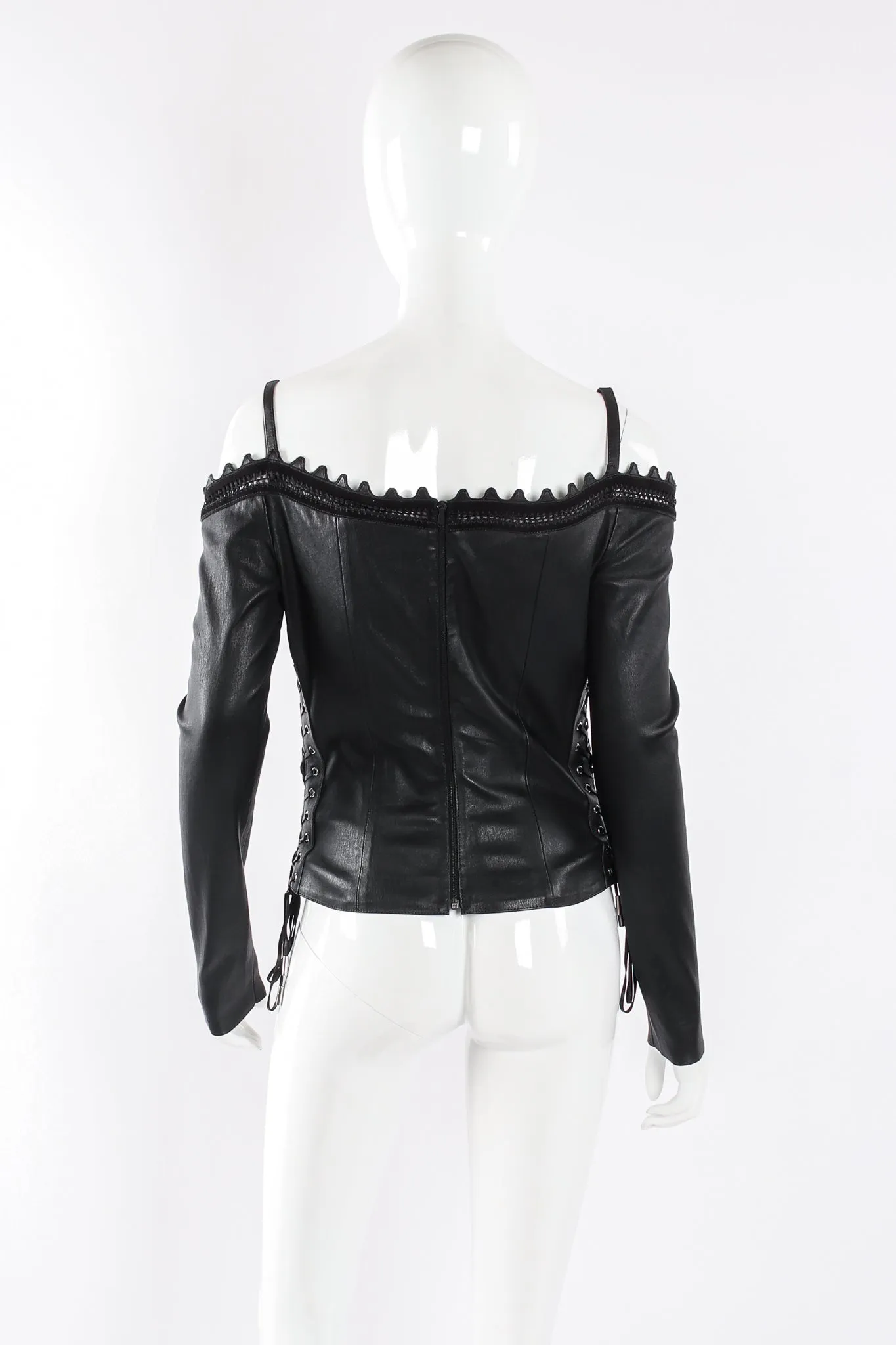 Cold Shoulder Leather Corset Top