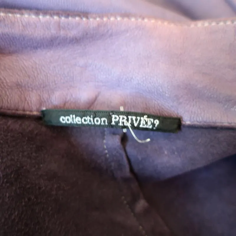 Collection Privee Leather Biker Jacket Purple Size 42