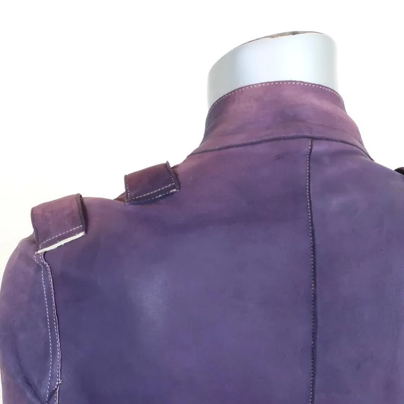 Collection Privee Leather Biker Jacket Purple Size 42