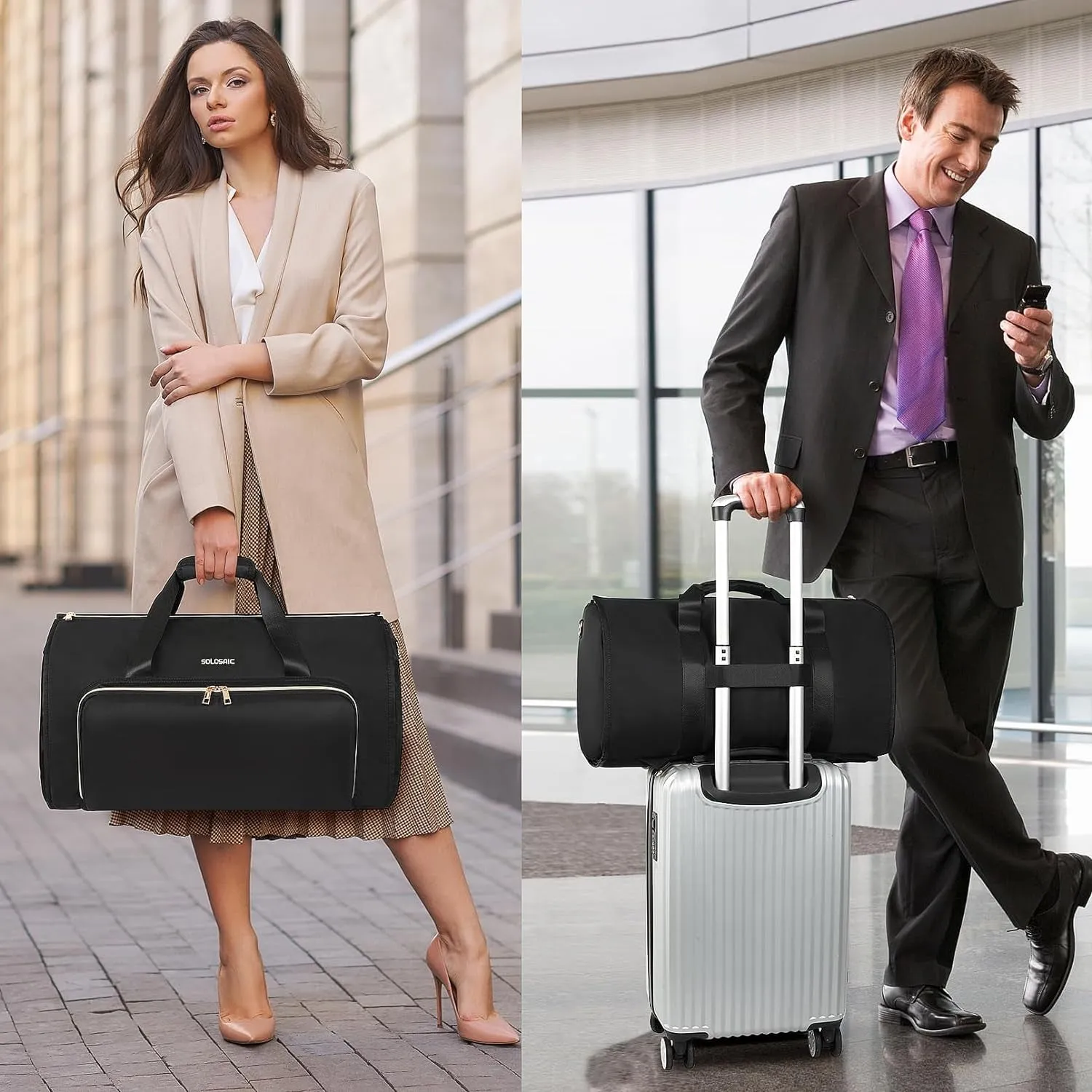 Convertible Garment Bags for Travel with Shoulder and Backpack Straps 2 Shoes Cover