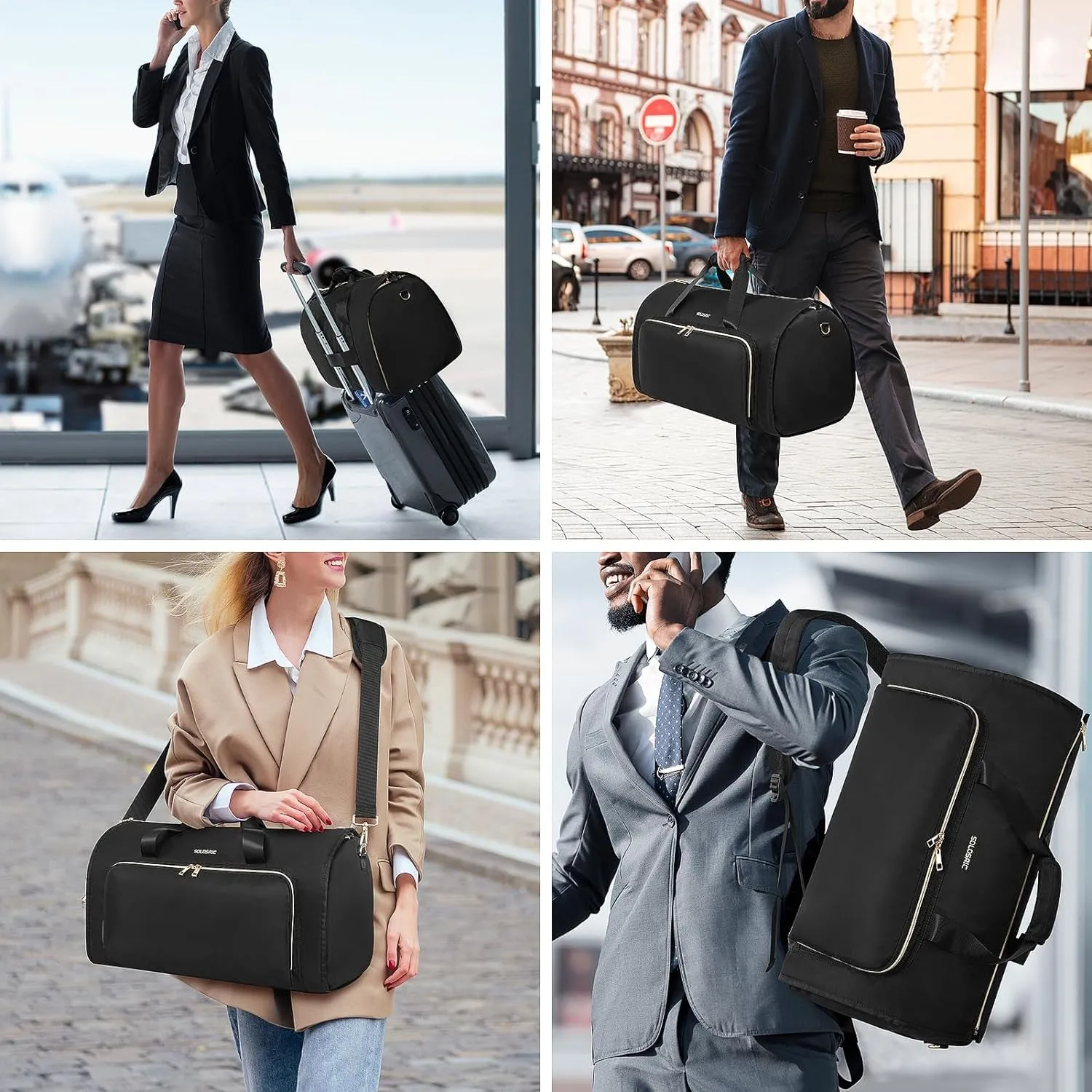 Convertible Garment Bags for Travel with Shoulder and Backpack Straps 2 Shoes Cover