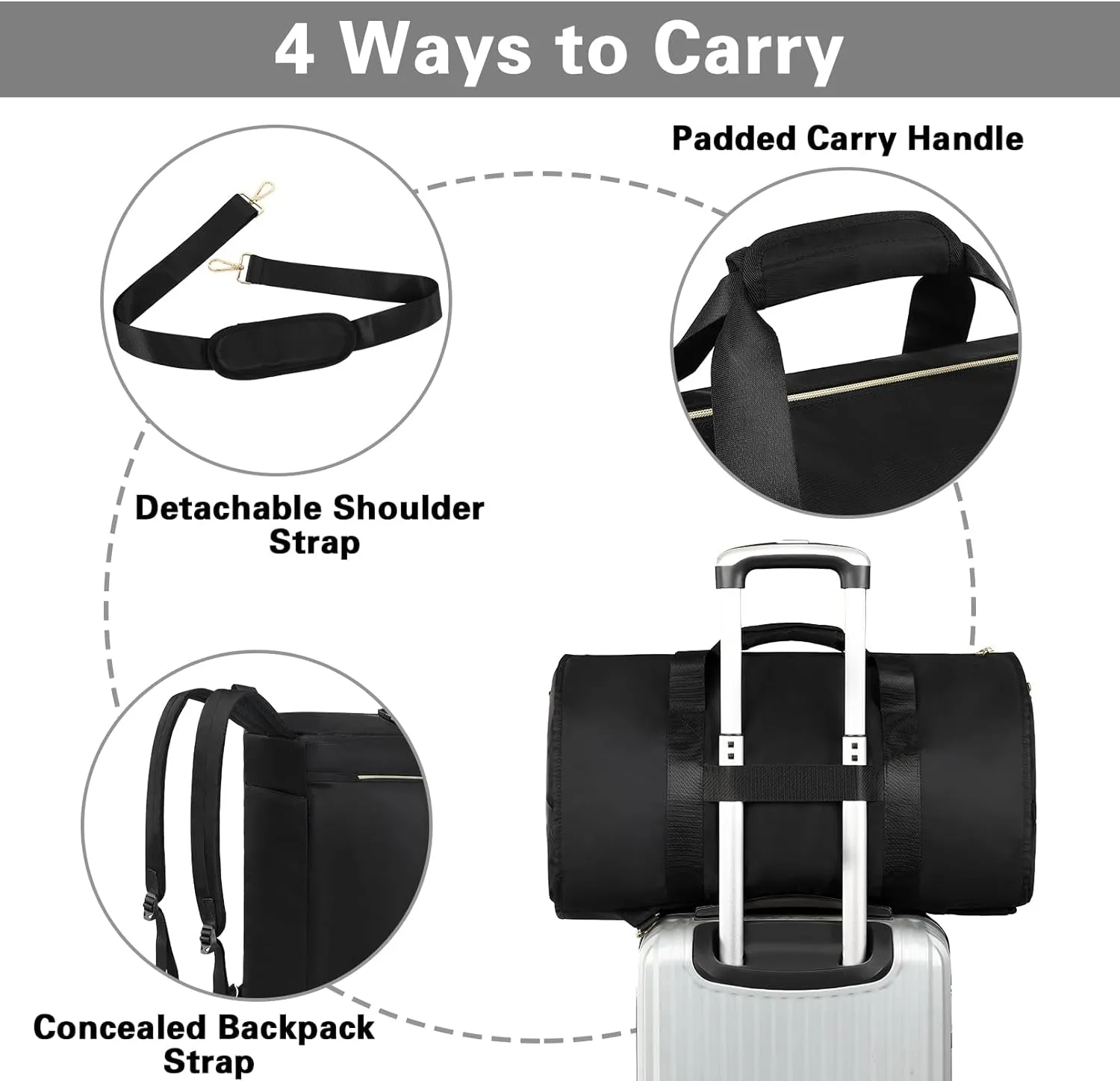 Convertible Garment Bags for Travel with Shoulder and Backpack Straps 2 Shoes Cover