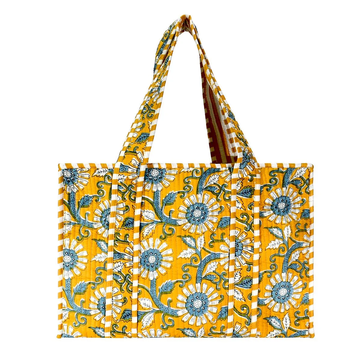 Cotton Block Print Tote Bag- Small & Large